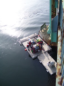 Dive platform equipped for the cable replacement