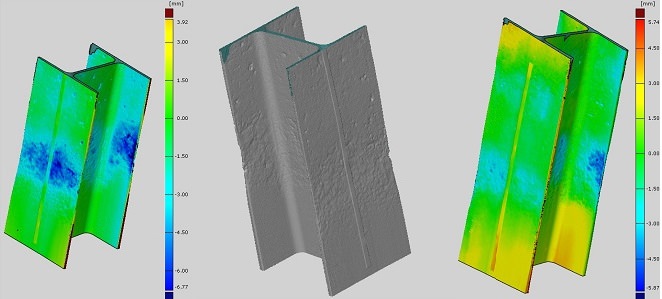 Structural scans of different H piles showing areas of greatest section loss