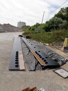 Transition plates ready for installationdesigned to tie the existing sheet pie bulkhead to the new sheet pile