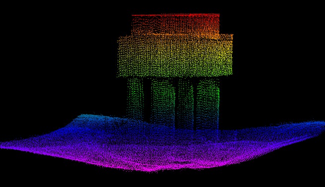 High-resolution point cloud image of bridge structure