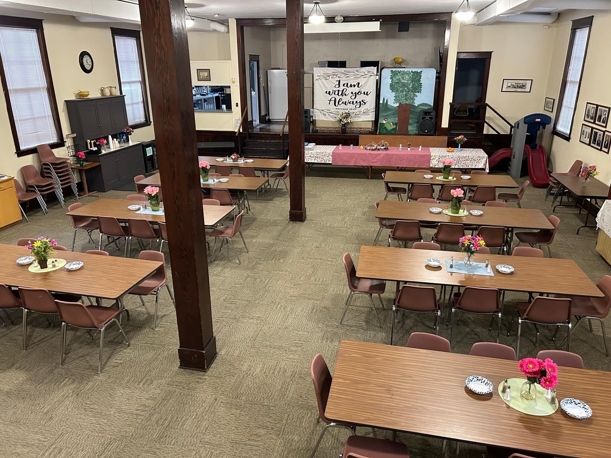 April 9, 2023 - Fellowship Hall is ready for Easter Breakfast!