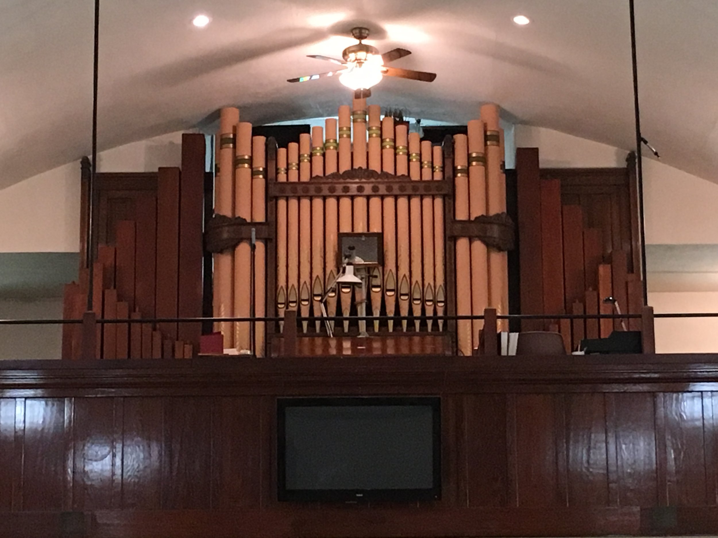 April 2017 - Kimball pipe organ inside the Church. The pipe organ was purchased in 1910 and has served the congregation at St. Paul’s since that date. 