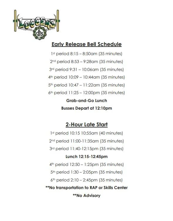 High School Bell Schedule — Darrington School District