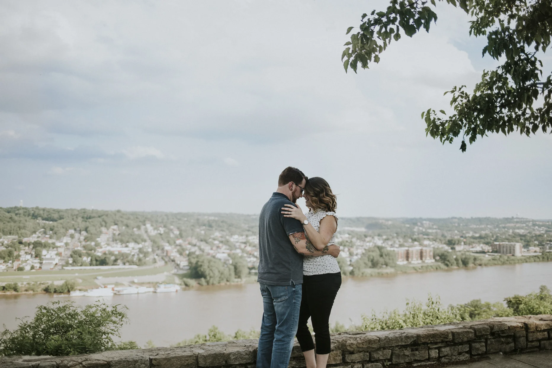 Eden Park Engagement Session Photography Overlooking the Ohio River