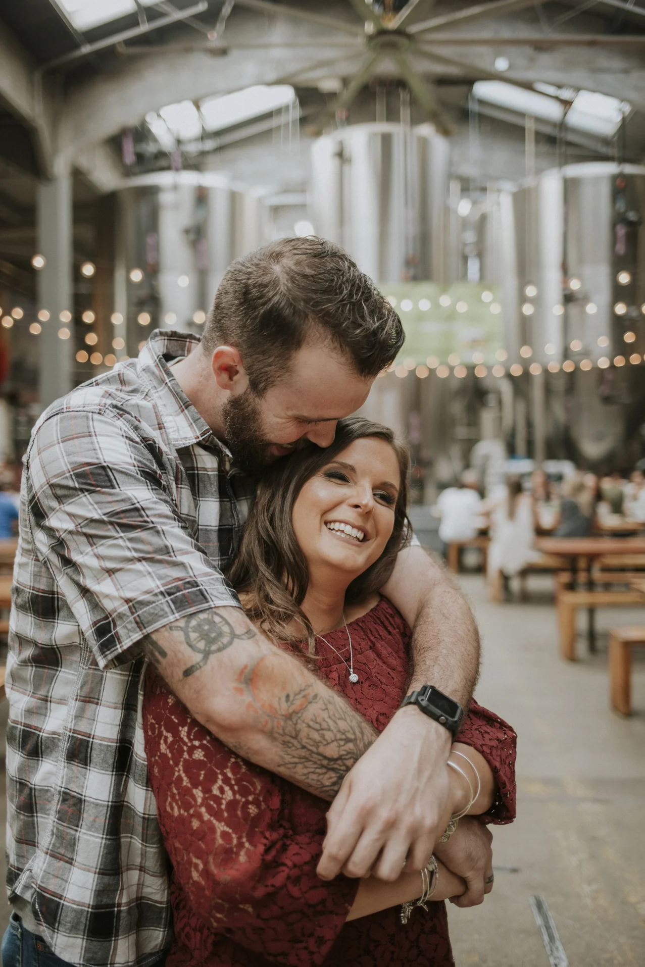 Justin and Shannon - an Over-the-Rhine Engagement session featuring Rhinegeist, Buzzed Bull, Holtmans, and Old St. Mary's Church.