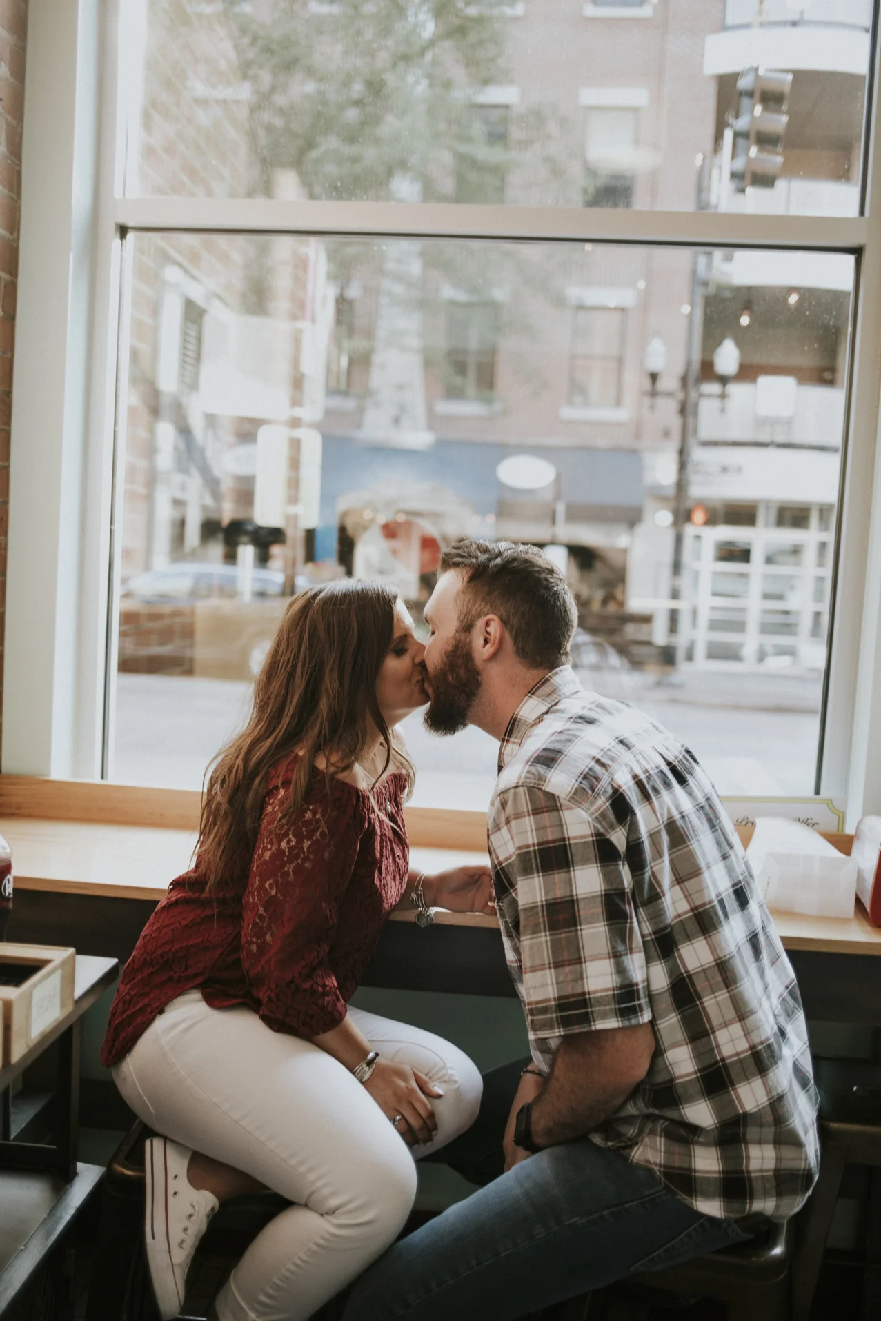 Justin and Shannon - an Over-the-Rhine Engagement session featuring Rhinegeist, Buzzed Bull, Holtmans, and Old St. Mary's Church.