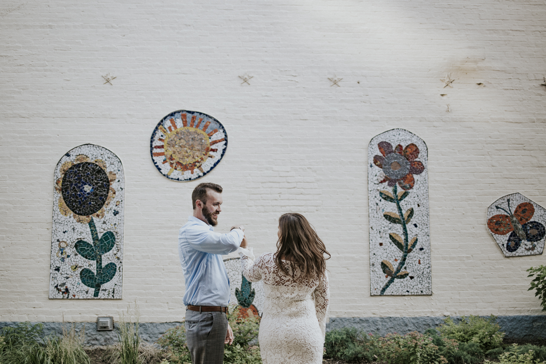 Justin and Shannon - an Over-the-Rhine Engagement session featuring Rhinegeist, Buzzed Bull, Holtmans, and Old St. Mary's Church.