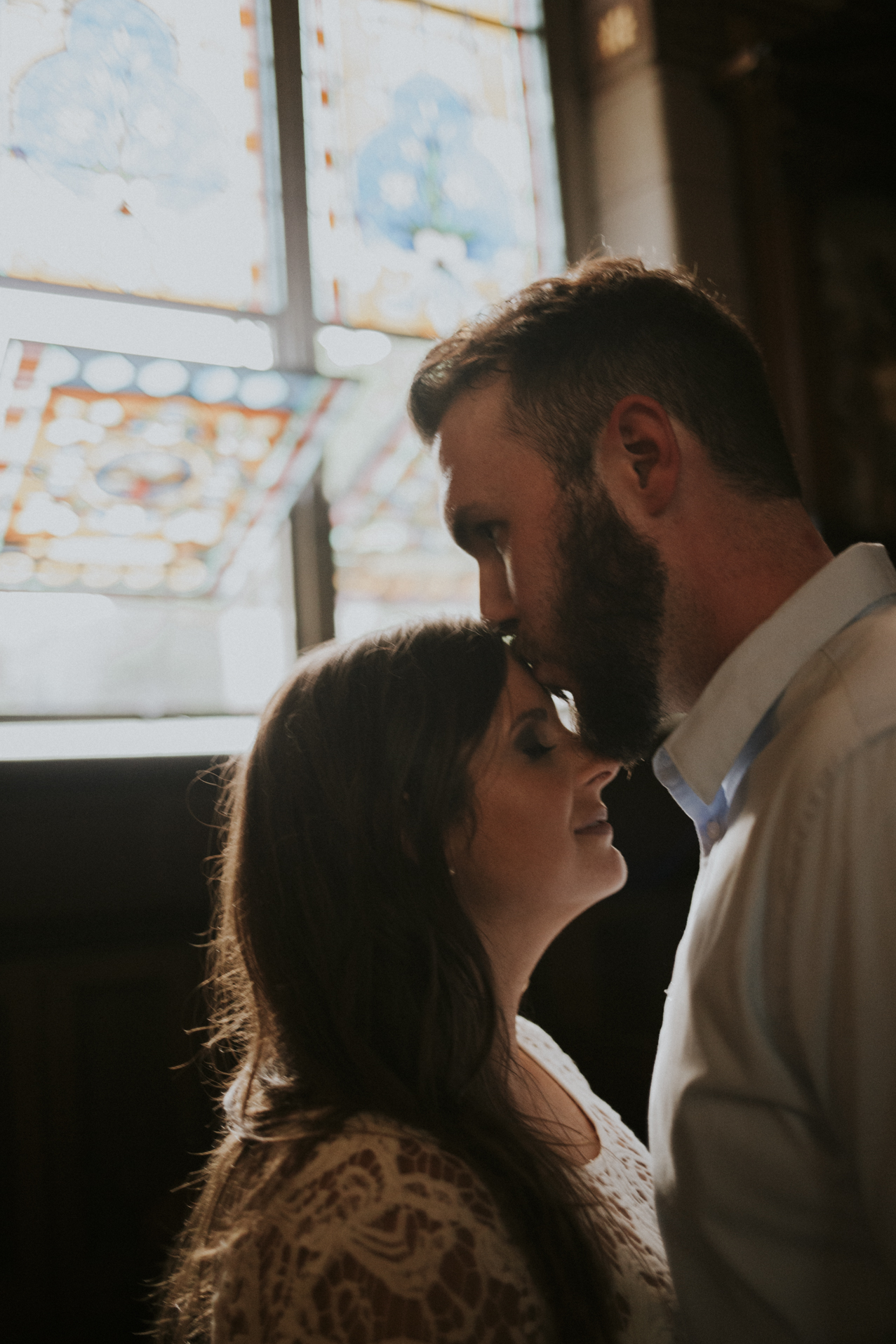 Justin and Shannon - an Over-the-Rhine Engagement session featuring Rhinegeist, Buzzed Bull, Holtmans, and Old St. Mary's Church.