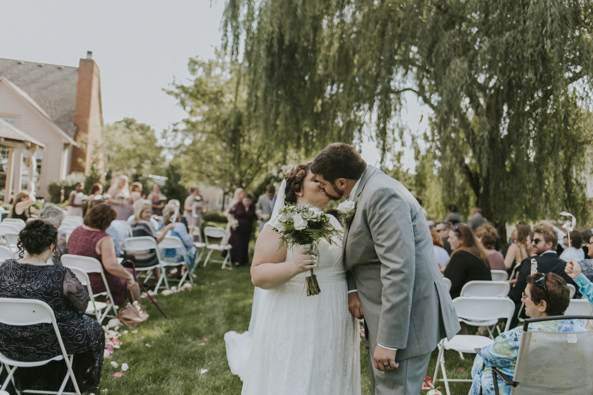 Miriam and Ave - A Romatnic Backyard Wedding in the fall. Cincinnati Ohio Backyard Weddings.