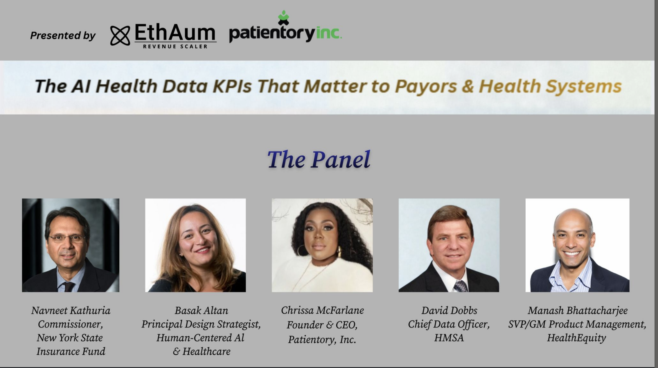  EthAum, Zero BS Healthcare Revenue Scaler &amp; Investor AI Health Data KPIs