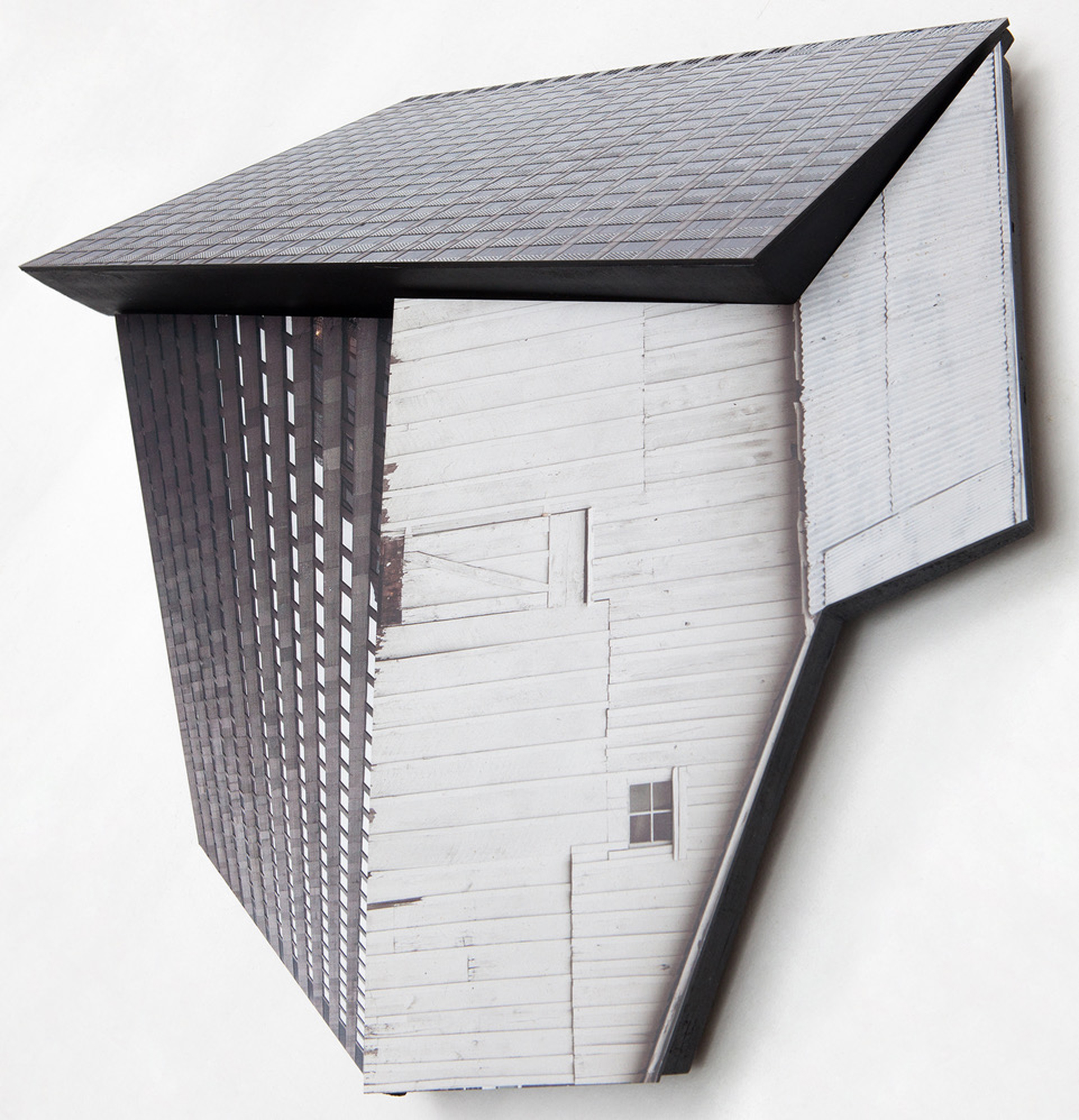 KRISTA SVALBONAS | Migrator 1, 16 x 18 x 3 inches / 40.5 x 45.5 x 7.5 cm, UV print on dibond and wood, 2015