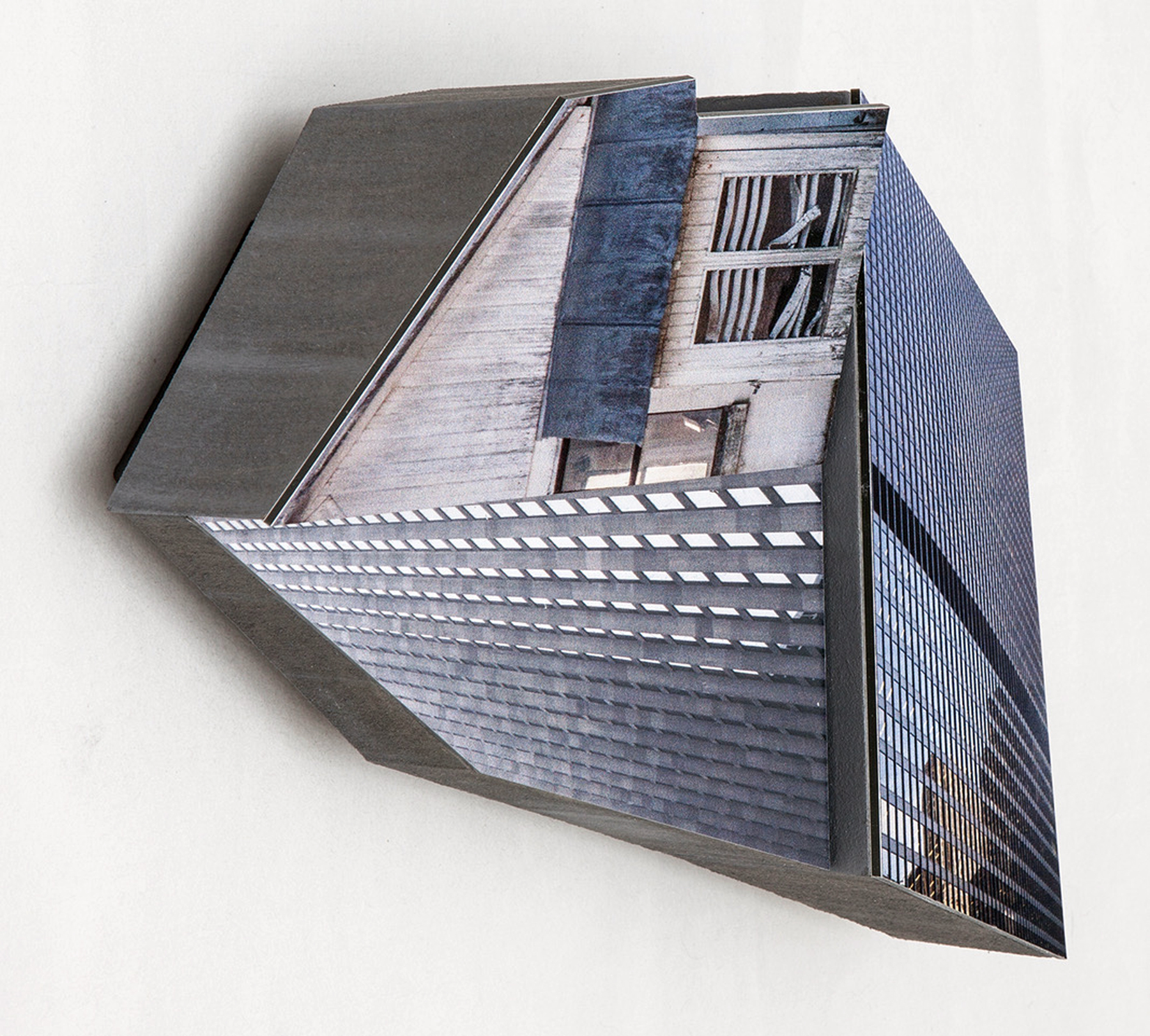 KRISTA SVALBONAS | Migrator 8, 9 x 9 x 4.5 inches / 23 x 23 x 11.5 cm, UV print on dibond and wood, 2016