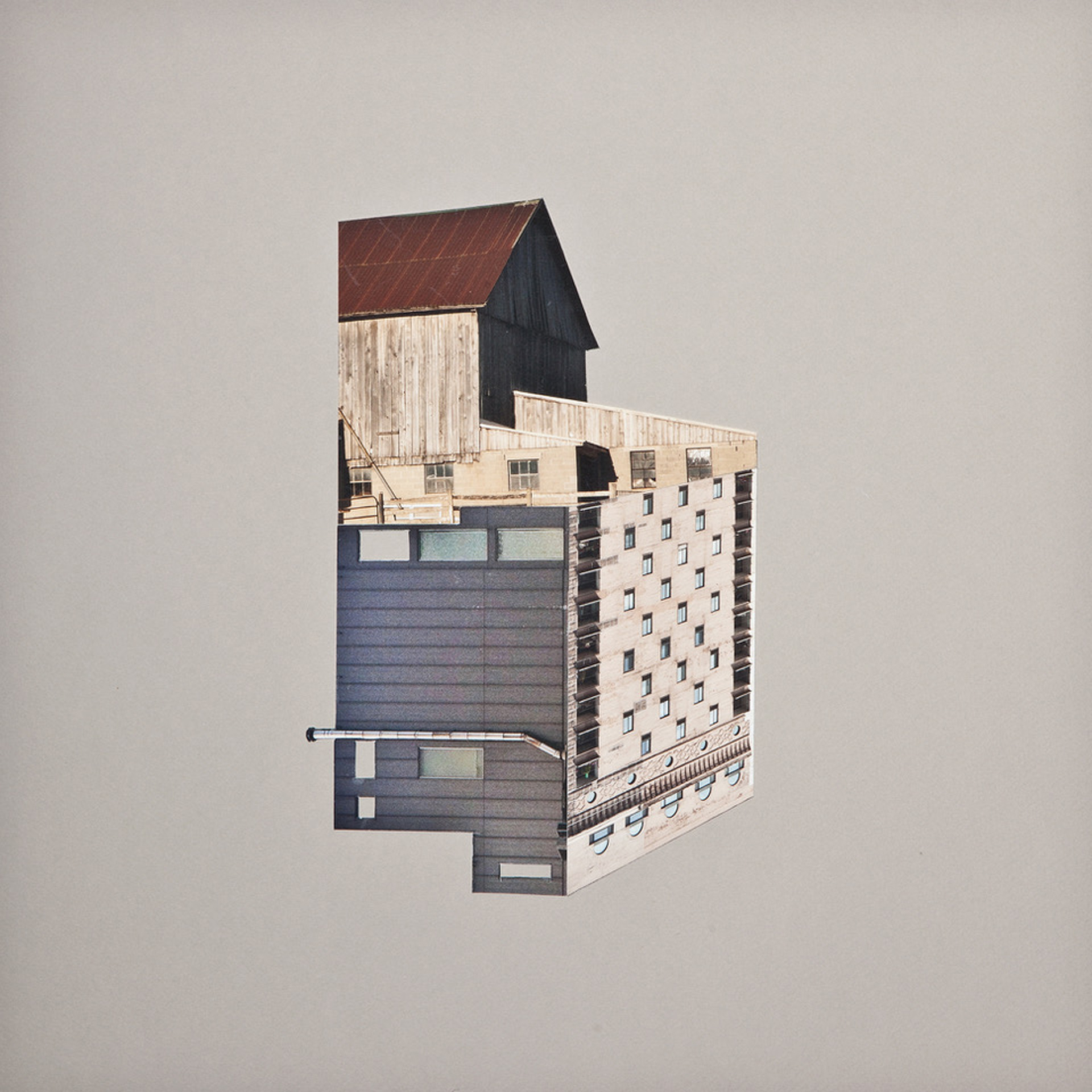 KRISTA SVALBONAS | Migrants 3, 14 x 14 inches / 35.5 x 35.5 cm, pigment print and collage on board, 2016