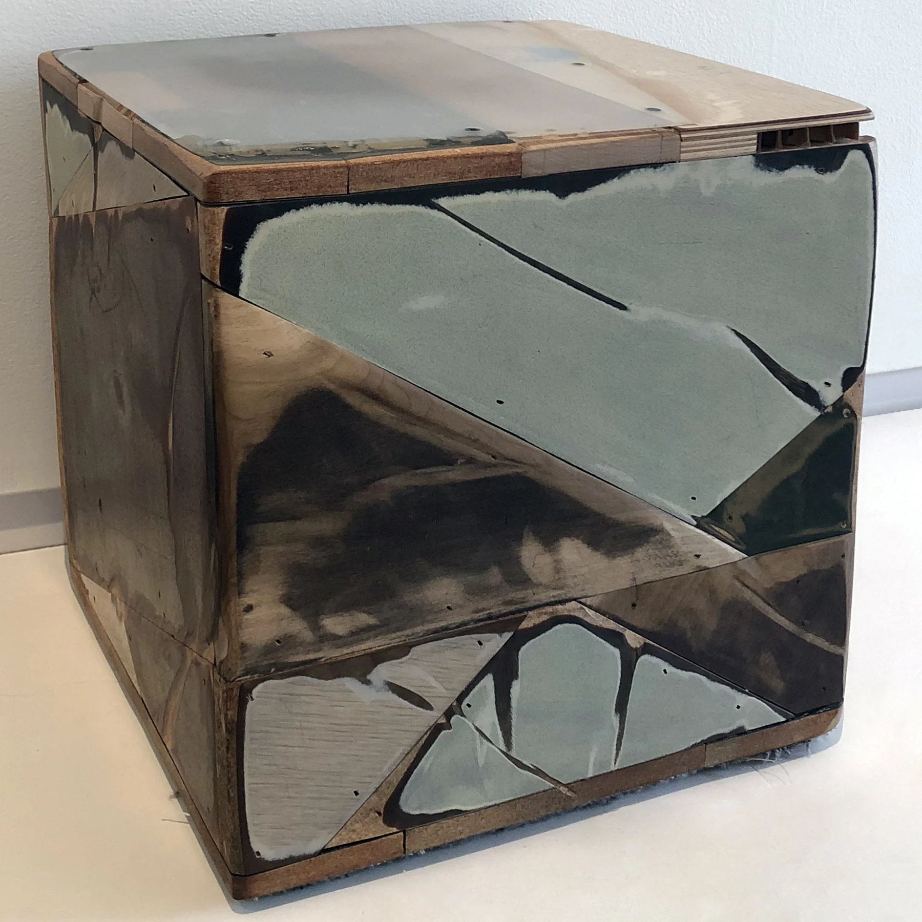 Chicago Archive Series - Infinite Set, 15 x 15 x 15 inches / 38.1 x 38.1 x 38.1 cm, materials salvaged from recently closed Chicago public schools, 2017