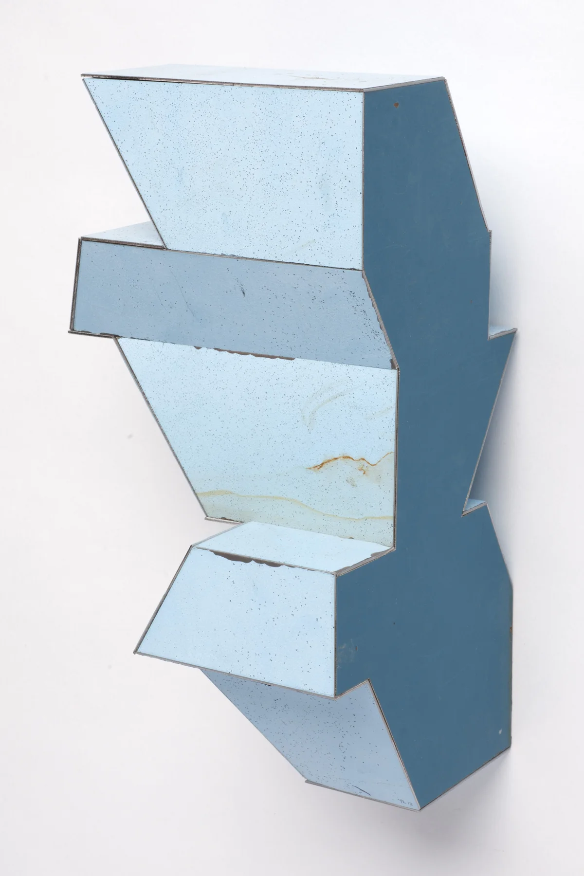 Taped Live, 8.75 x 5 x 4.25 inches / 22.2 x 12.7 x 10.8 cm, salvage steel, marine-grade plywood, silicone, vulcanized rubber, hardware, 2018