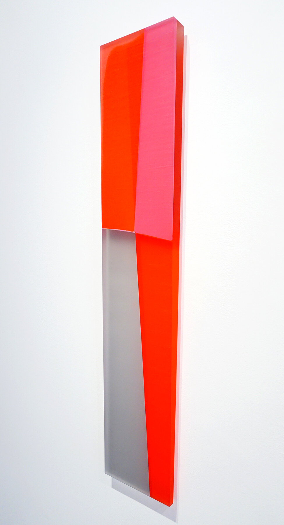 Oblique Weave, Orange (side view), 43 x 8 inches / 109.2 x 20.3 cm, mixed media on hand cut Lucite, 2019