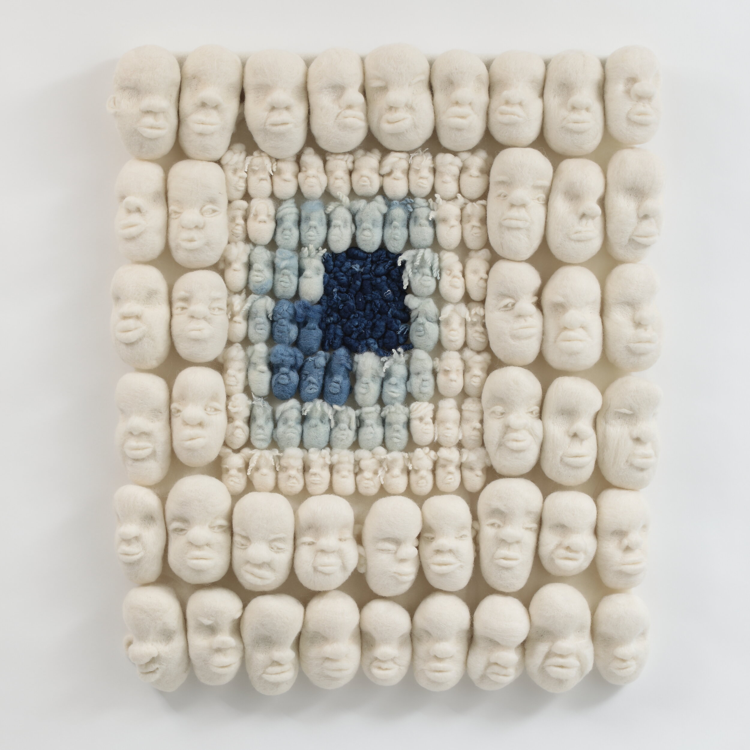 NASTASSJA E. SWIFT | Inner City, 33 x 30 x 3 in / 83.8 x 76.2 x 7.6 cm, indigo dyed wool, wood, 2020