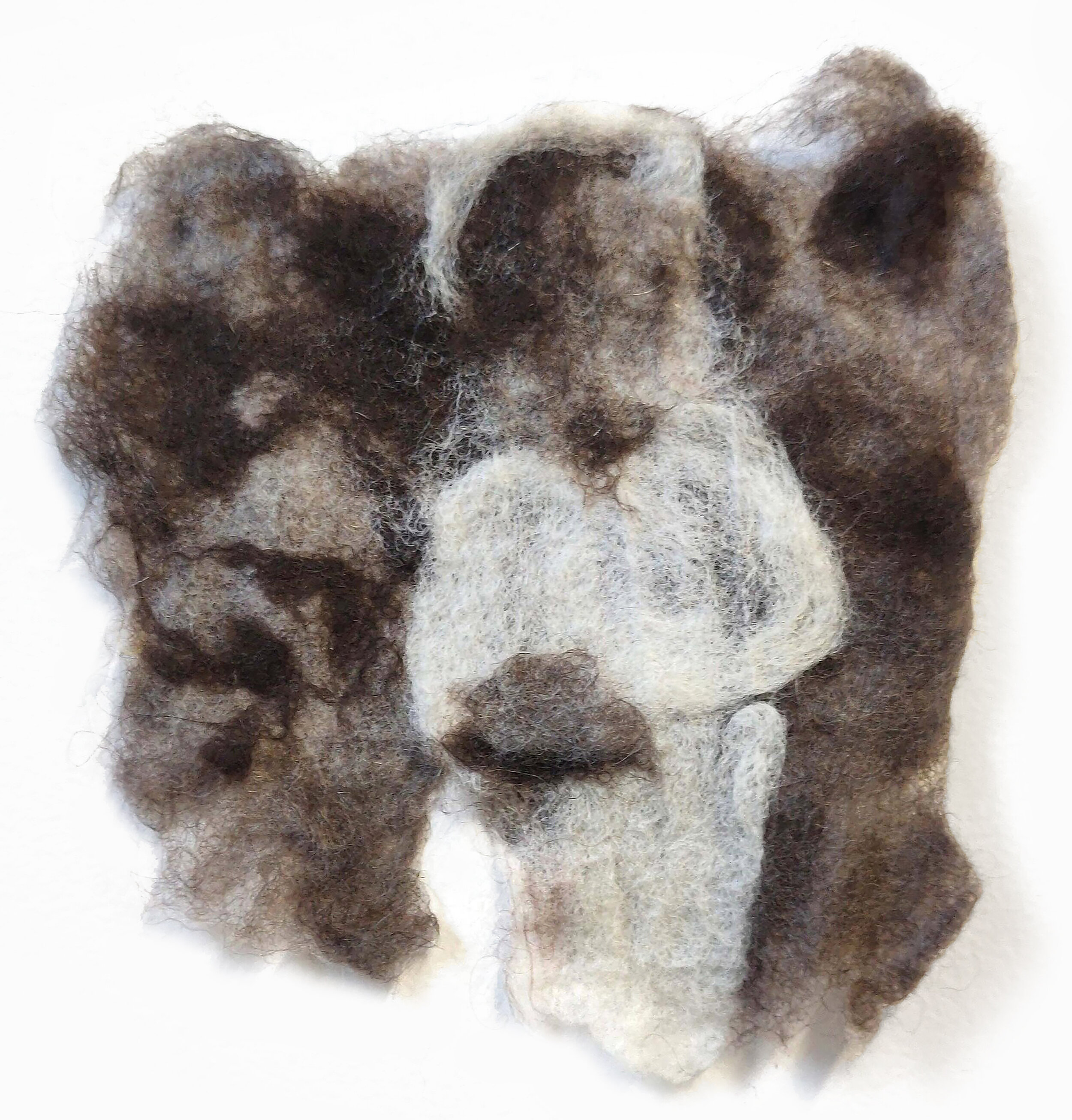 MELISSA JOSEPH | Dad's Communion, Kerala, 6 x 6 x 1 inches / 15 x 15 x 2.5 cm, wet felted wool, 2020