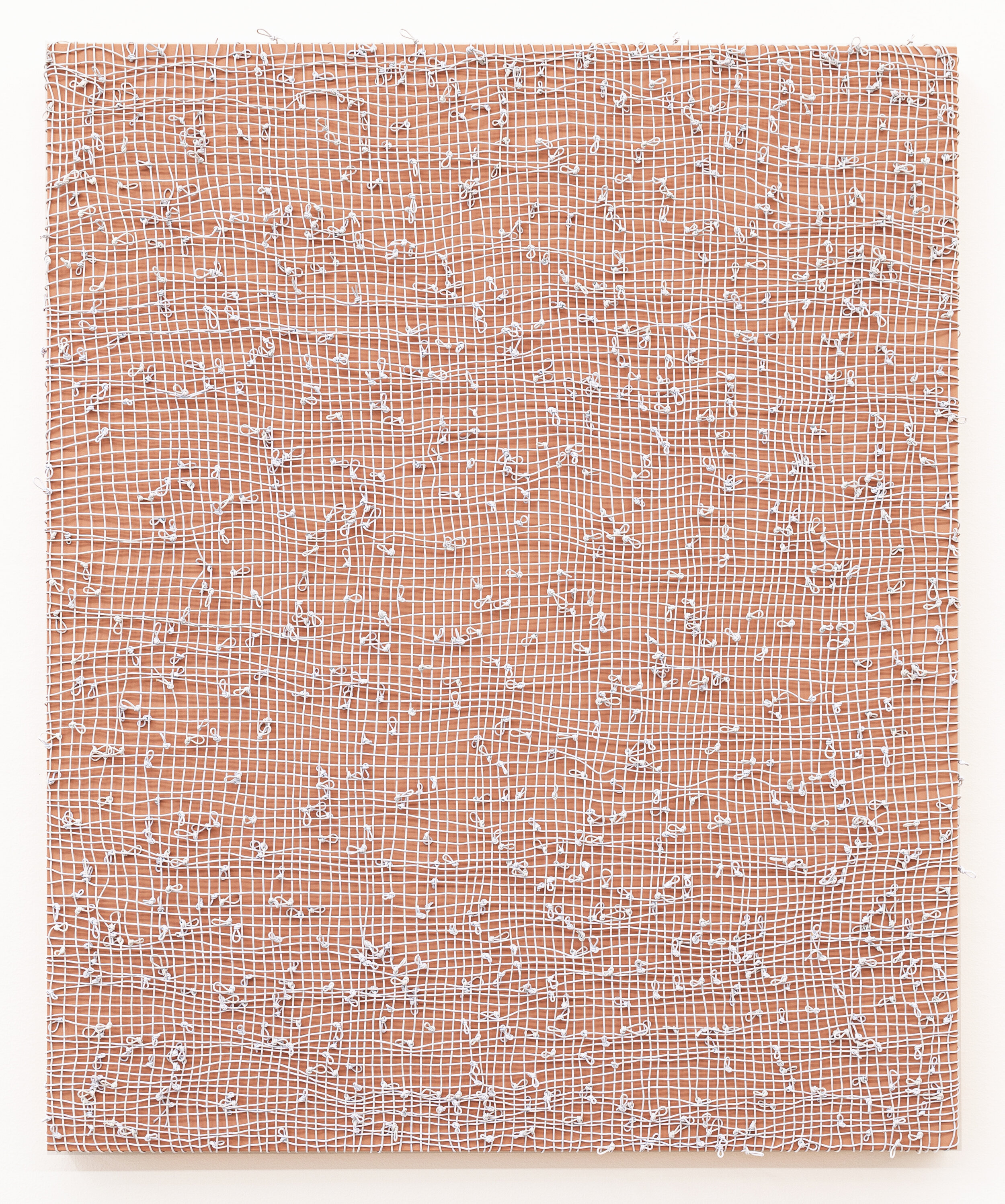 MIMI JUNG | Unsurfaced 3, 34 x 28.25 x 1.5 inches / 86 x 72 x 4 cm, painted cords and painted plywood, framed, 2020