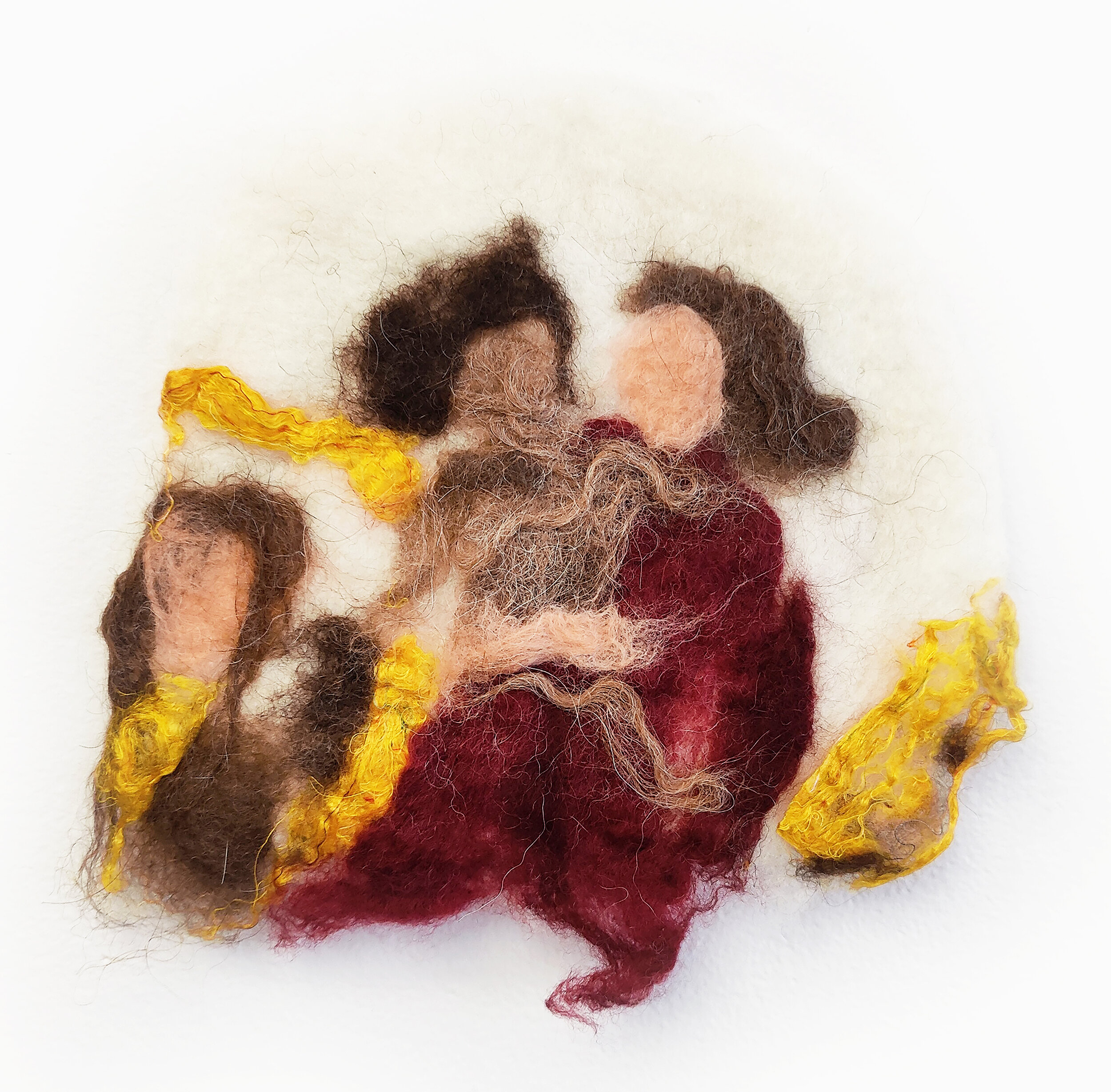 MELISSA JOSEPH | When the penpal came to visit with Annalee, 7 x 7.5 x 1 inches / 18 x 19 x 2.5 cm, wet felted wool and sari silk, 2020