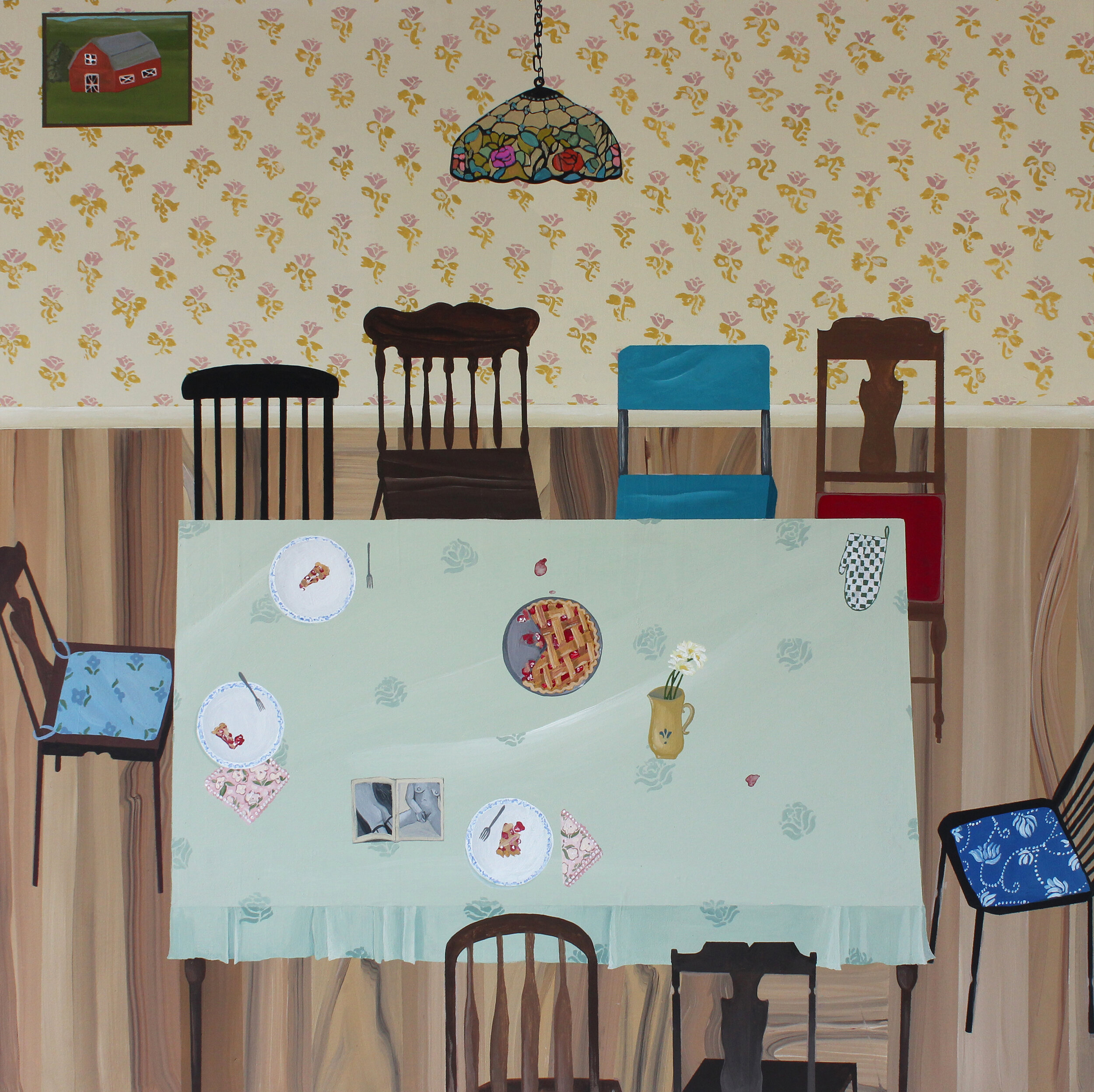 ANNE BUCKWALTER | Cherry Pie, 24 x 24 inches / 61 x 61 cm, gouache on panel, 2021
