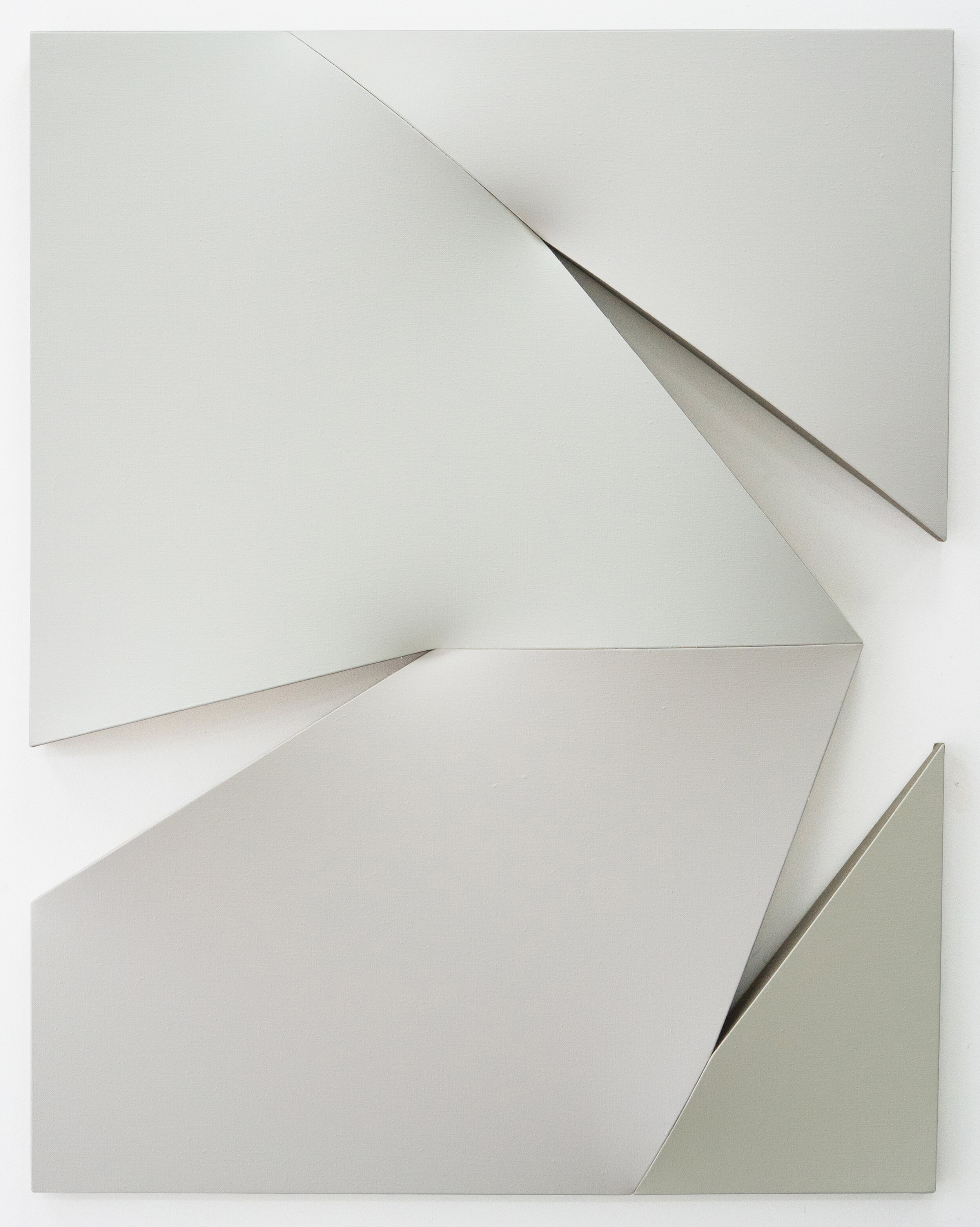 TEAR AND CUT IN WHITES | 45.5 x 35.5 x 2.75 inches / 115 x 90 x 7 cm, acrylics on linen, 2021