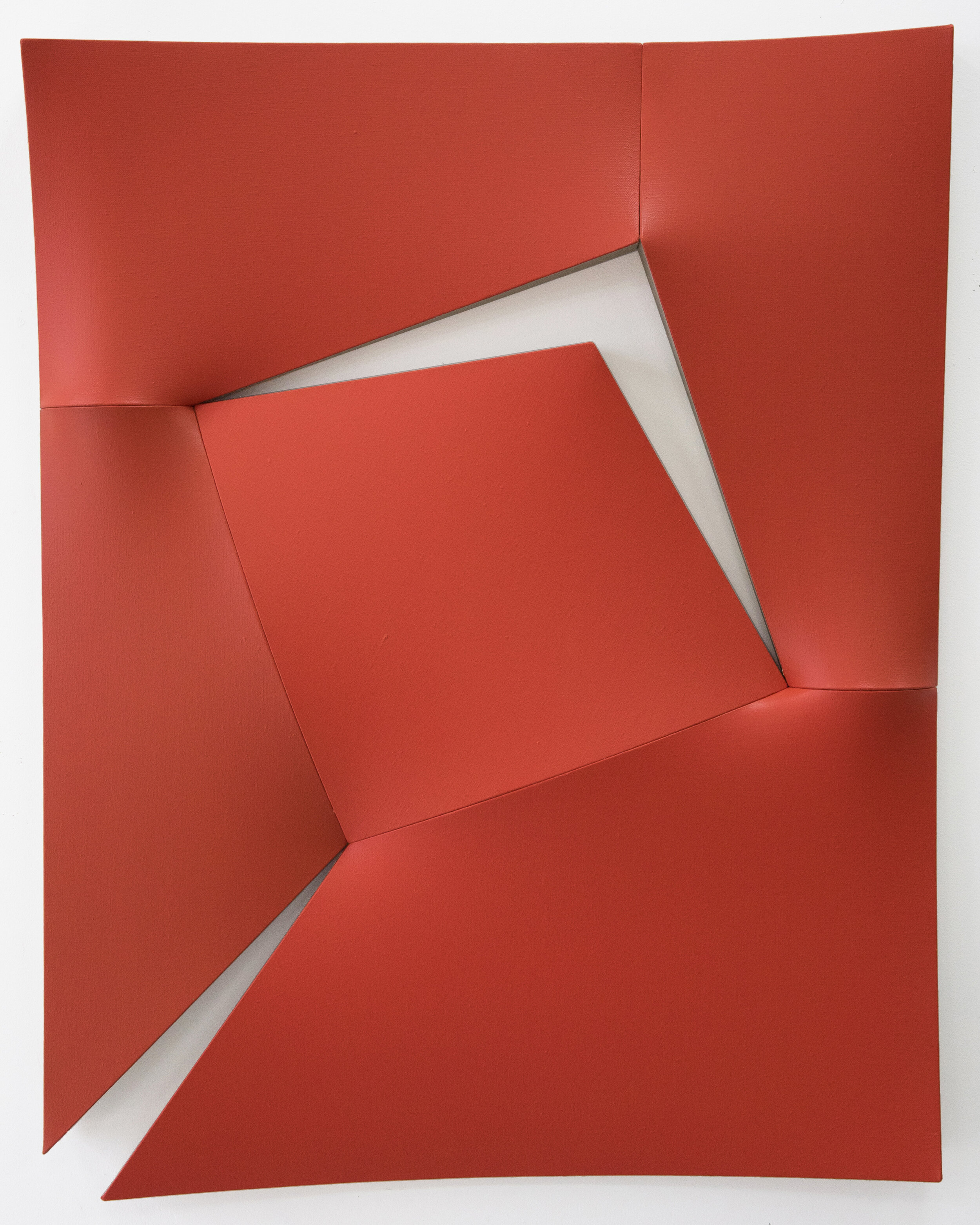TEAR AND CUT IN REDS | 45.5 x 35.5 x 2.75 inches / 115 x 90 x 7 cm, acrylics on linen, 2021