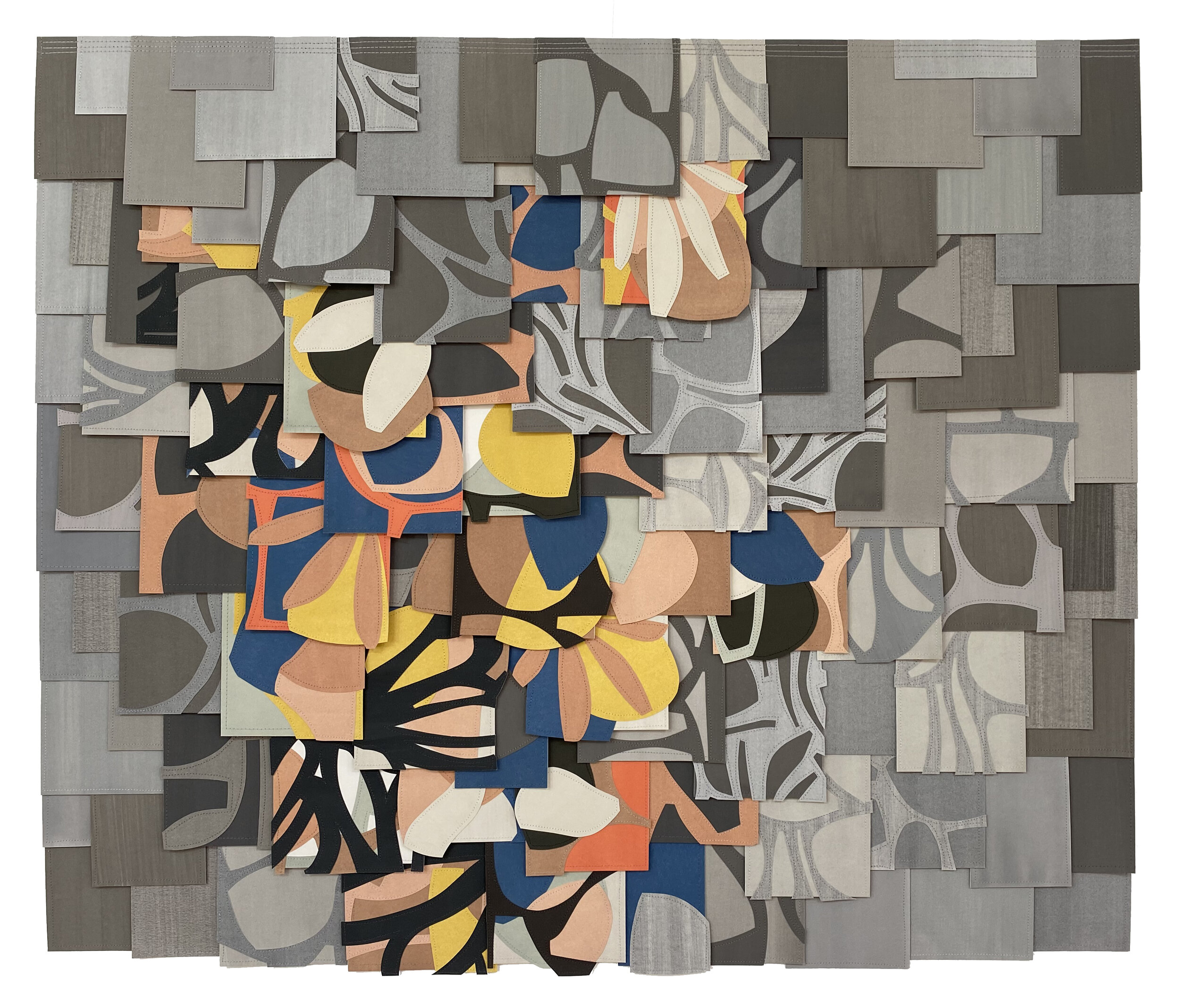 RAYMOND SAÁ | Untitled (PS202110), 36 x 42 inches / 91.5 x 106.5 cm, gouache collage on sewn paper, framed, 2021