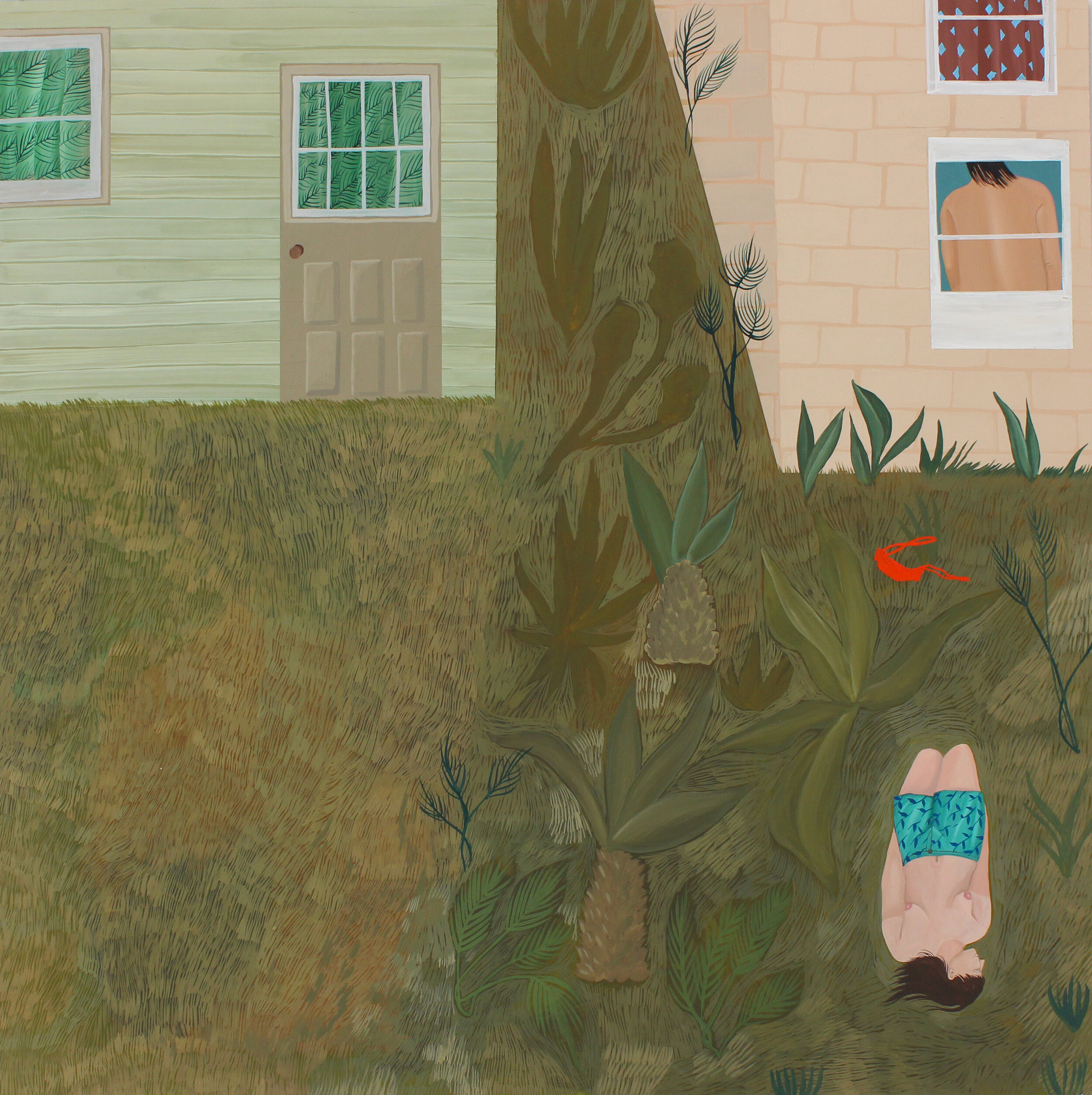 ANNE BUCKWALTER | Neighbors, 24 x 24 inches / 61 x 61 cm, gouache on panel, 2020