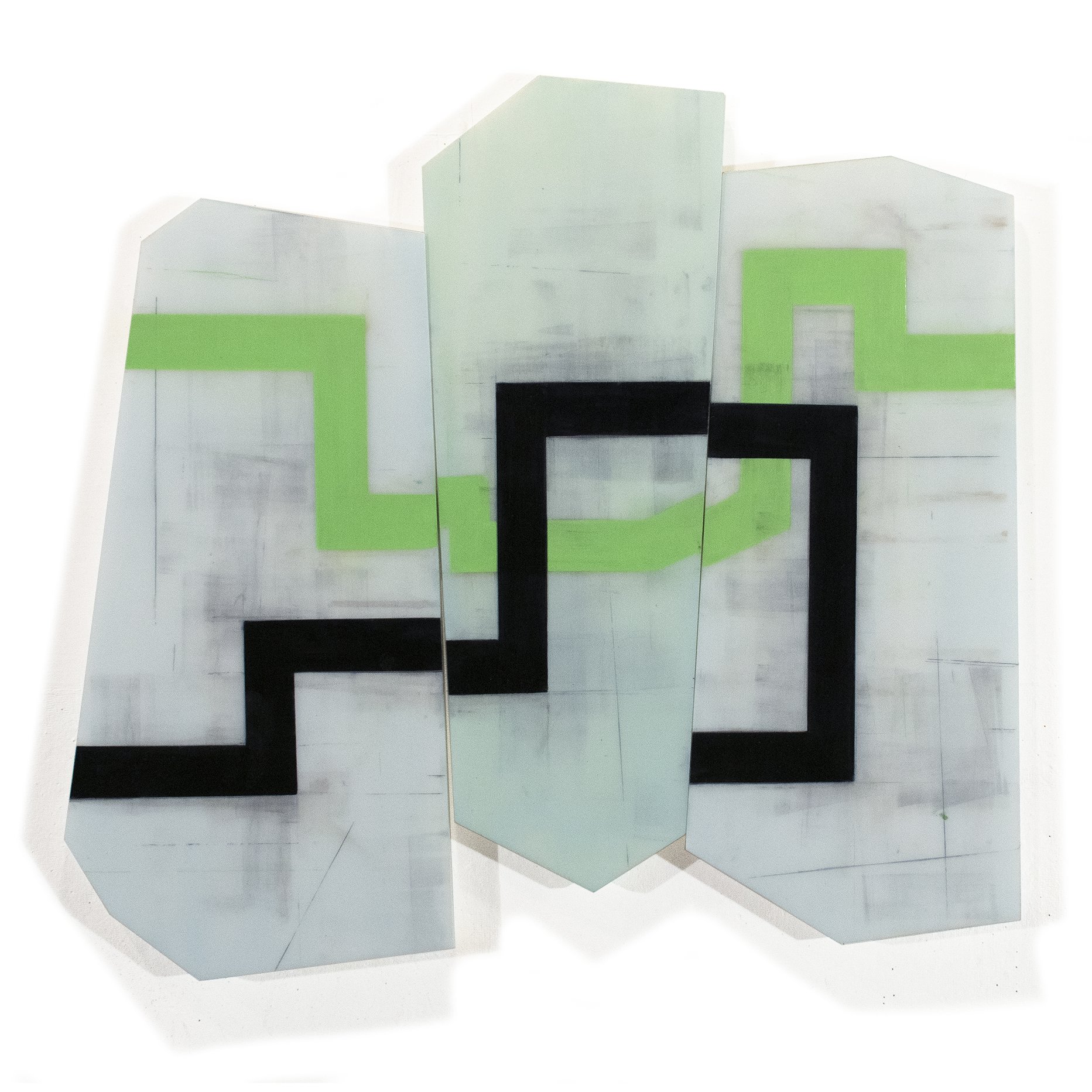 DYS/JUNCTURES K11 | 23 x 25 inches / 58 x 64 cm, acrylic, oil on 3 plexi panels, 2022