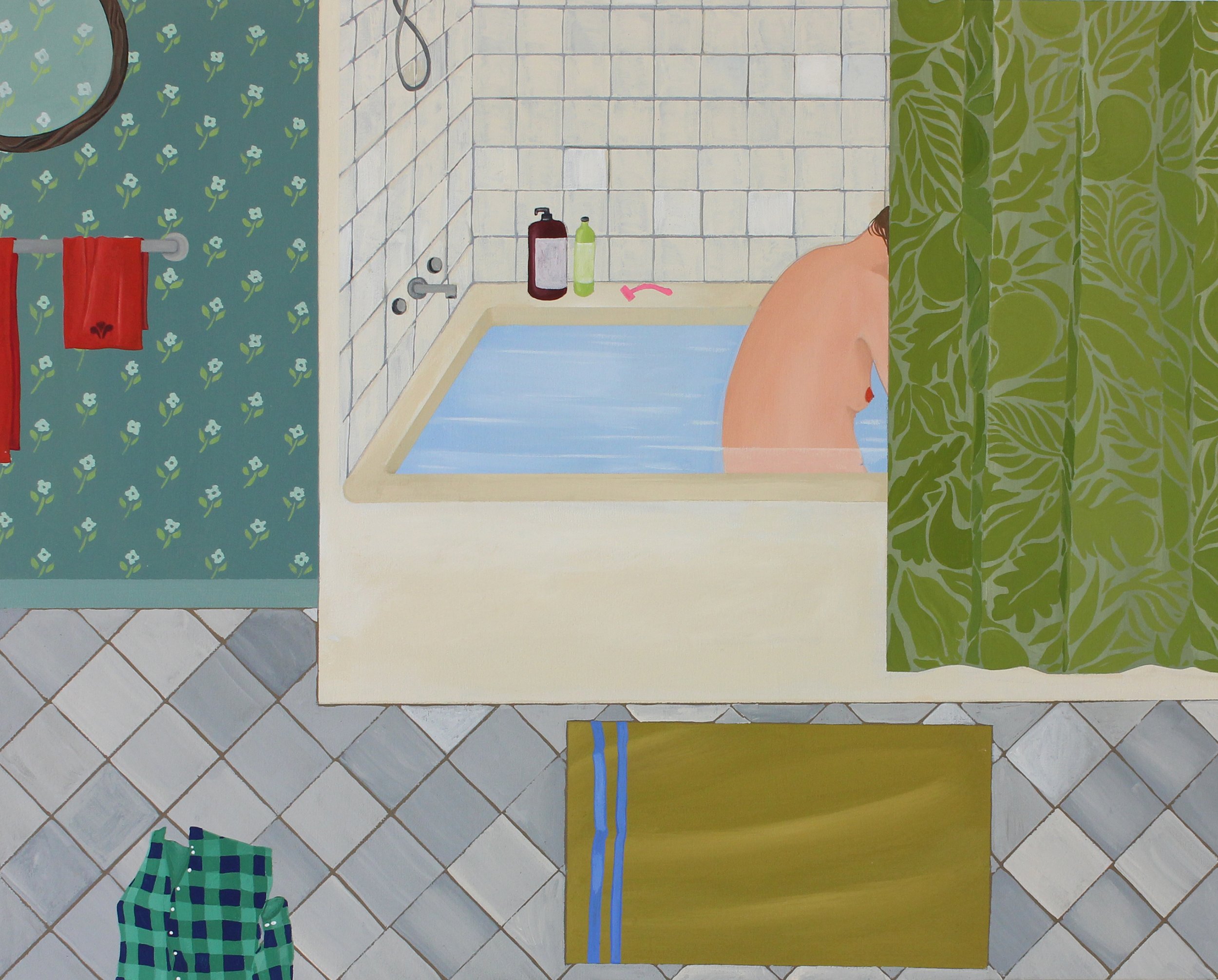 GETTING CLEAN | 16 x 20 inches / 41 x 51 cm, gouache on panel, 2022