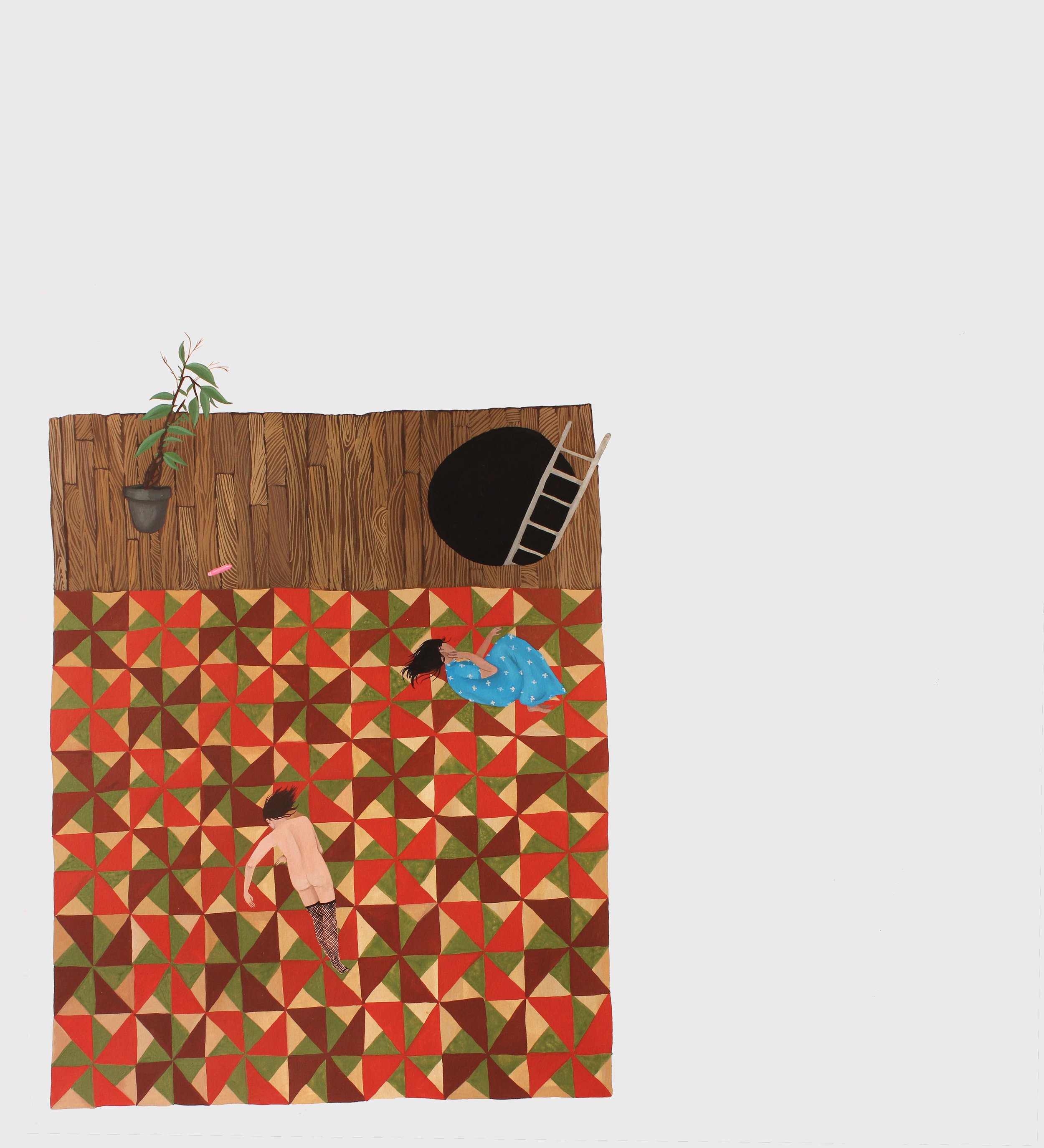 POINSETTIA | 36 x 31.25 inches / 91 x 79 cm, gouache on paper, framed, 2018