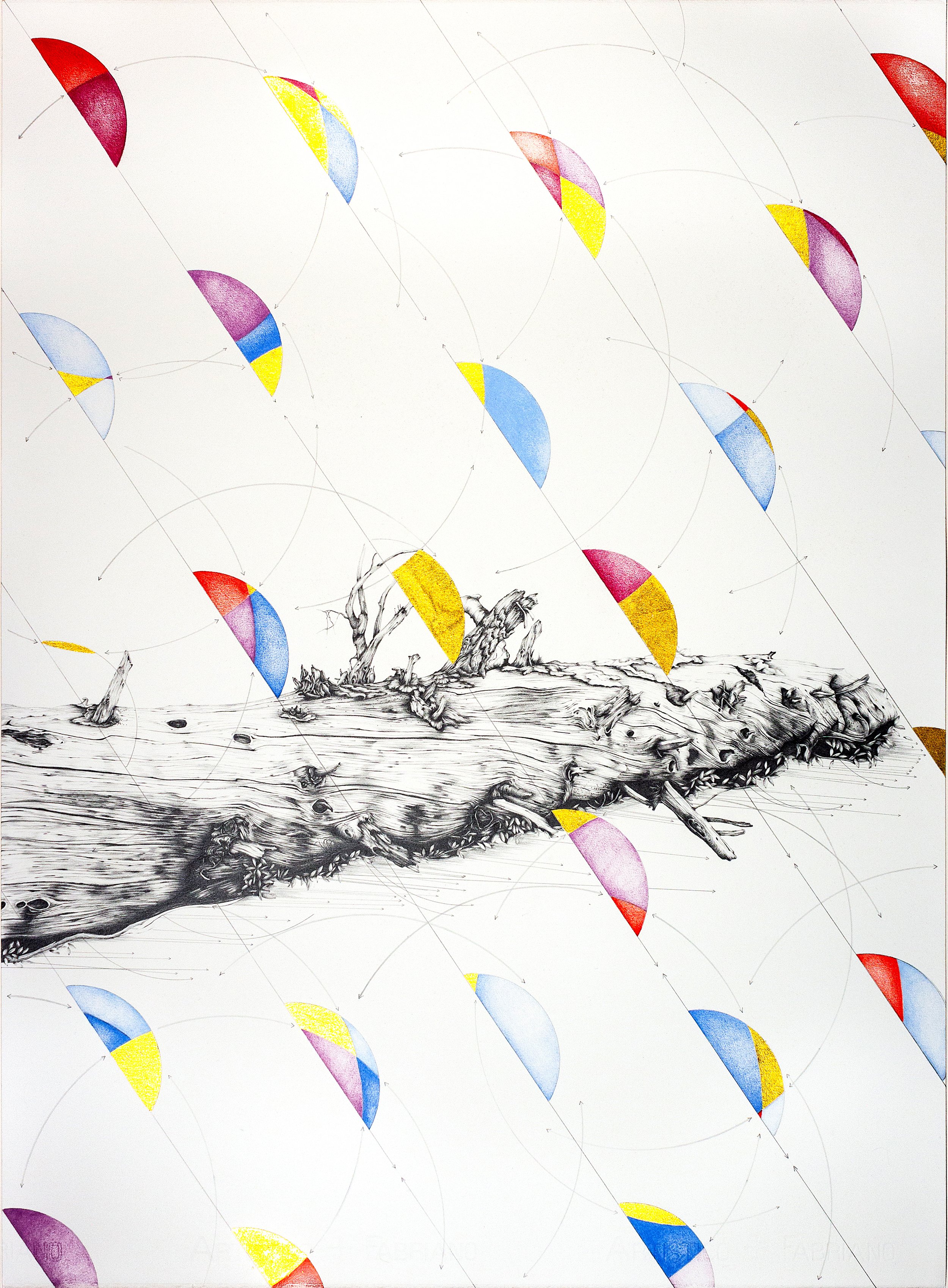 HORIZON #1 | 30 x 22.5 inches / 76.2 x 57.2 inches, graphite, colored pencil, gold leaf on paper, 2020