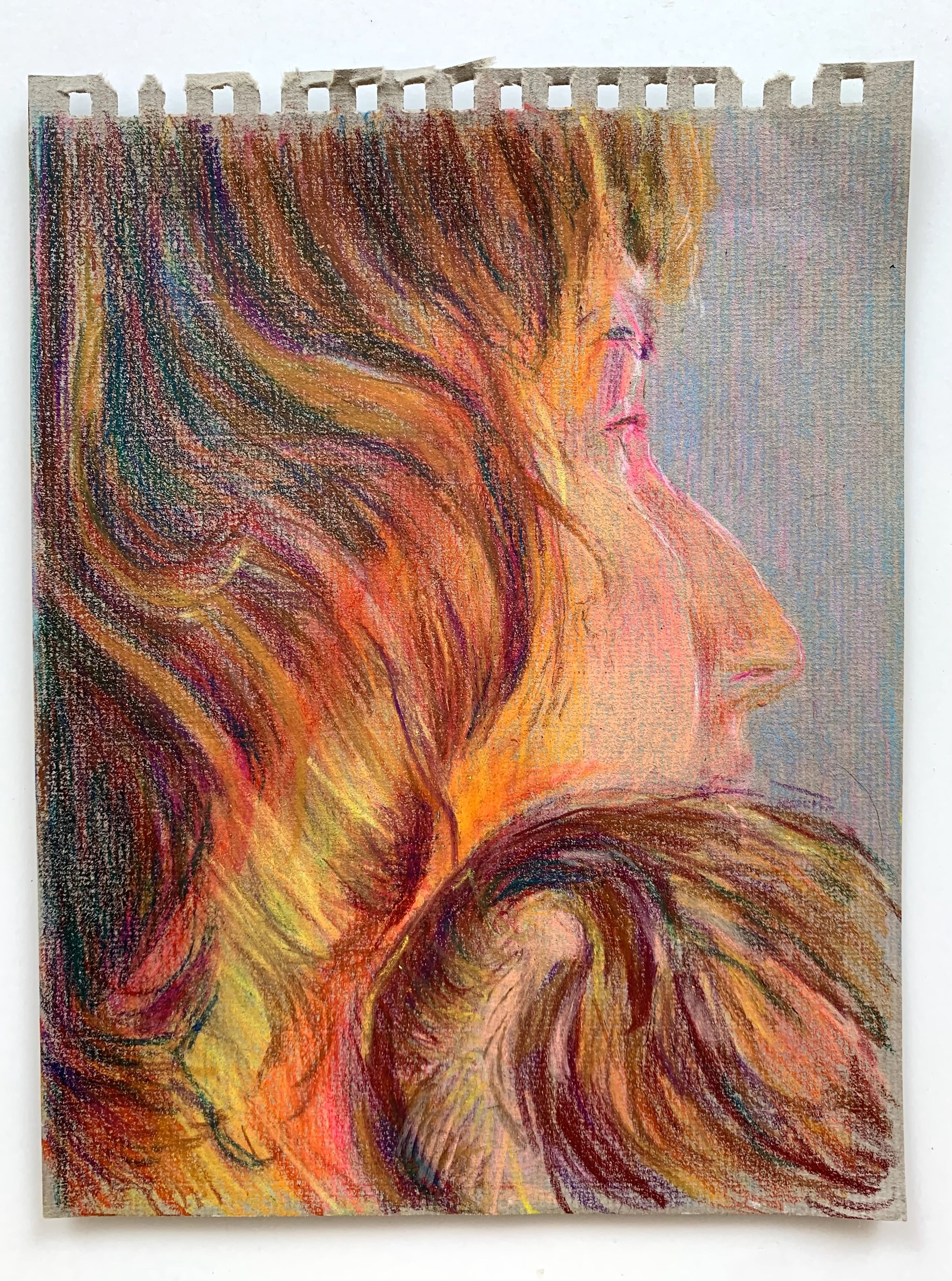 Heather Drayzen | S &amp; F, 12.5 x 10 inches / 31.8 x 25.4 cm, color pencil, neopastel crayon on toned paper, 2022 (Copy)