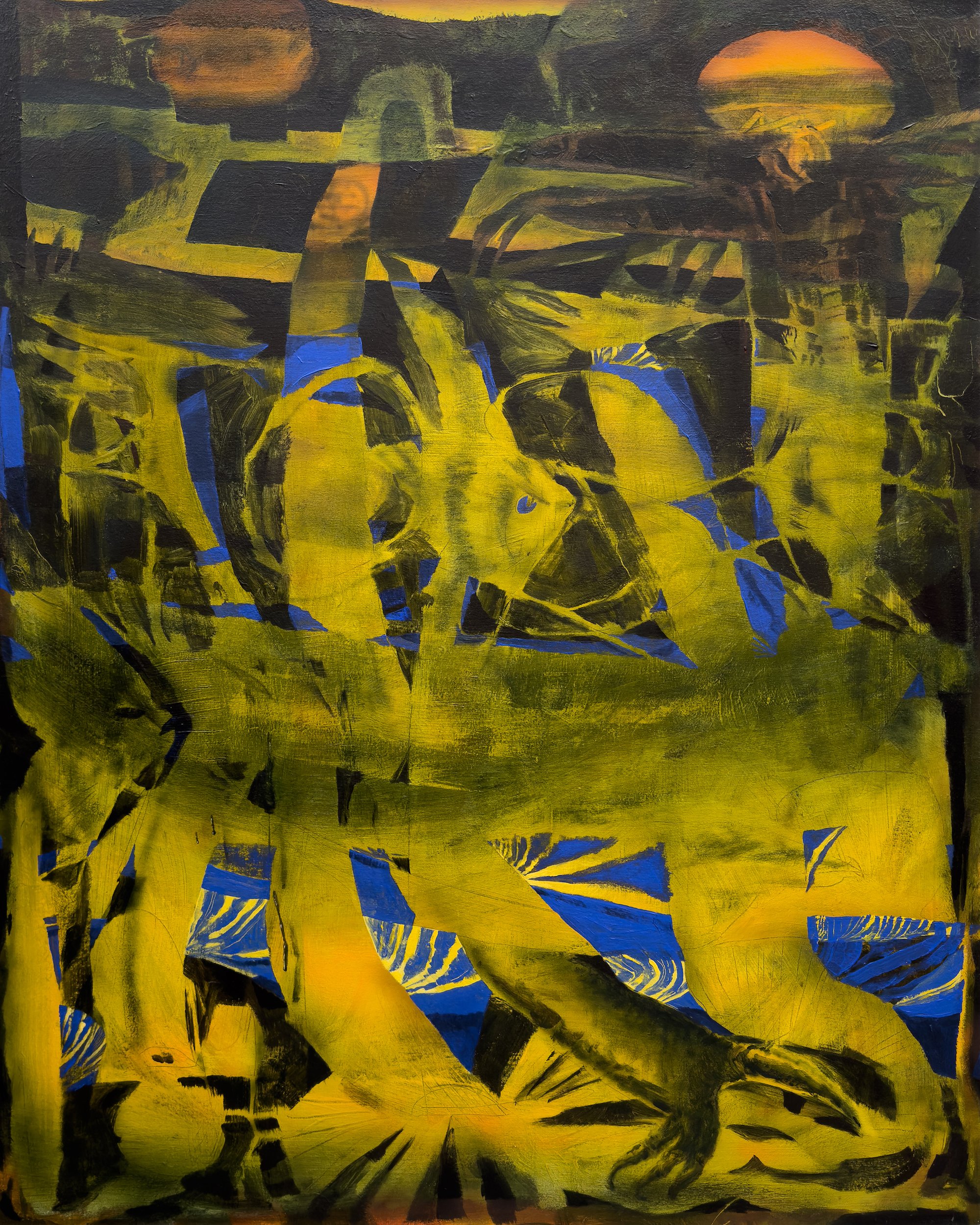 Raymond Hwang | "memorial crossing;  reunion in the sediment", 40 x 32 inches / 101.6 x 81.3 cm, acrylic on canvas, 2023 (Copy)