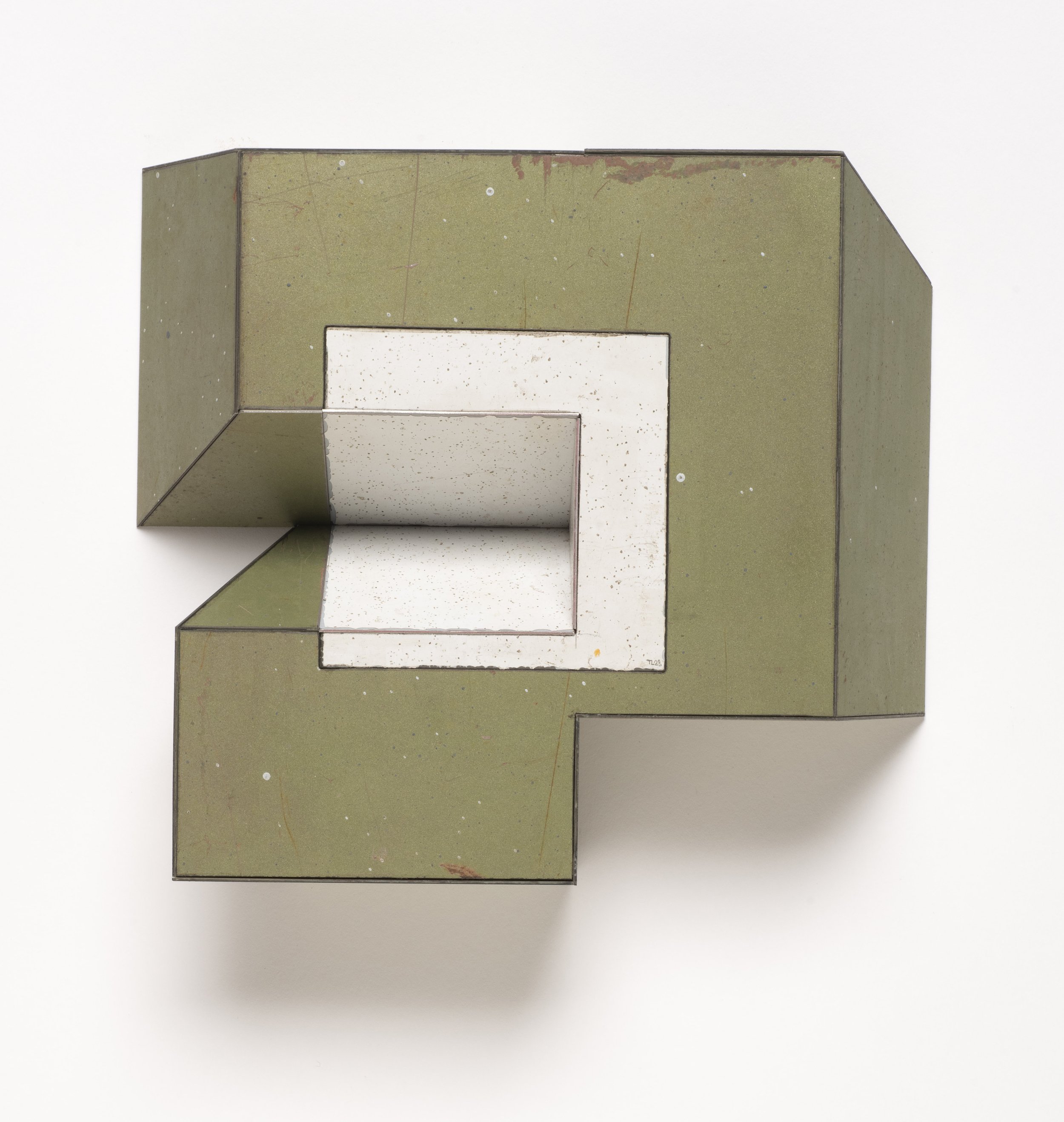  ICY HOT | 8 x 9 1/8 x 2 1/8 inches / 20.3 x 23.4 x 5.8 cm, Salvage Steel, Marine-grade Plywood, Silicone Vulcanized Rubber, Hardware, 2022 