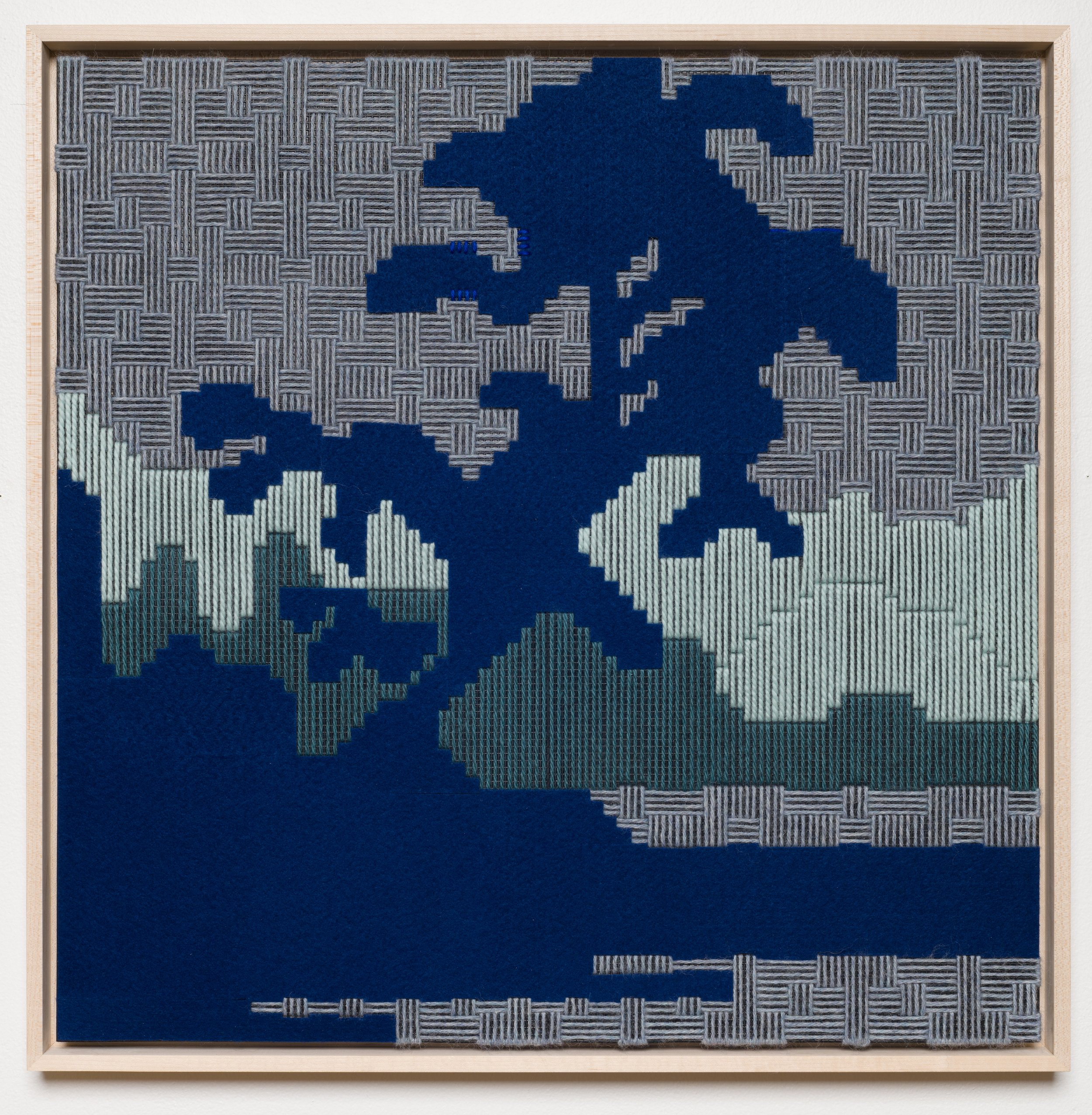  BLUE | 22.5 x 22.5 inches / 57.1 x 57.1 cm, Needlepoint merino wool, alpaca wool, felt on canvas mesh, 2021 