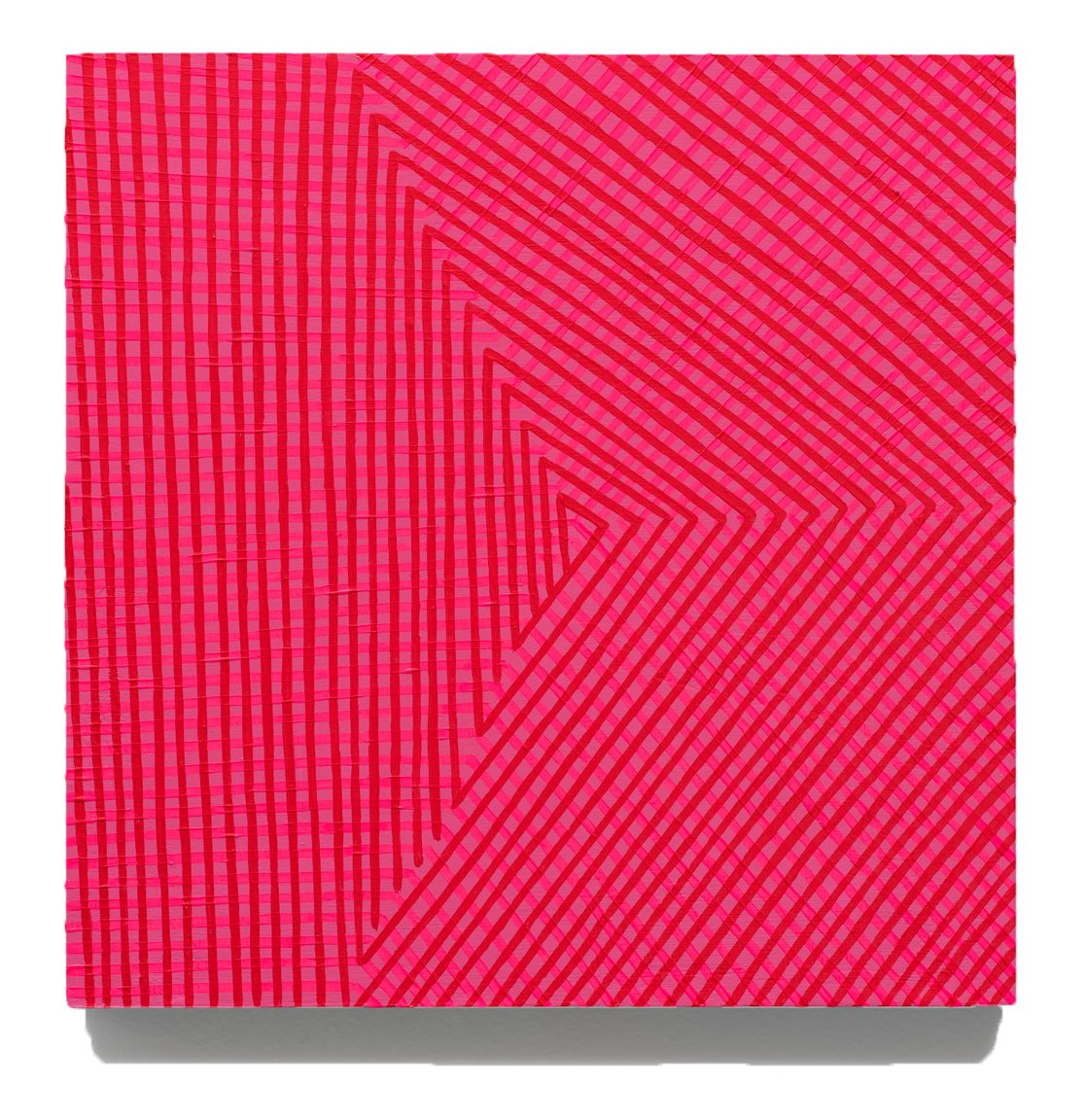 MEL PREST | Echo, 12 x 12 x 2 inches / 30.5 x 30.5 x 5 cm, acrylic, fluorescent on wood panel, 2023