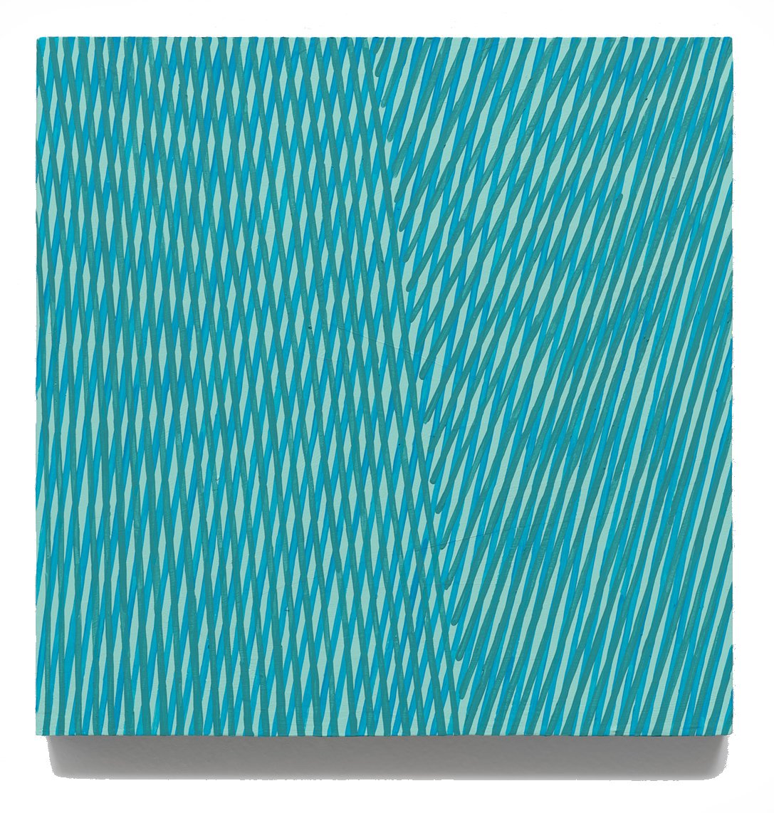 MEL PREST | Sea Maraca, 12 x 12 x 2 inches / 30.5 x 30.5 x 5 cm, acrylic on wood panel, 2023