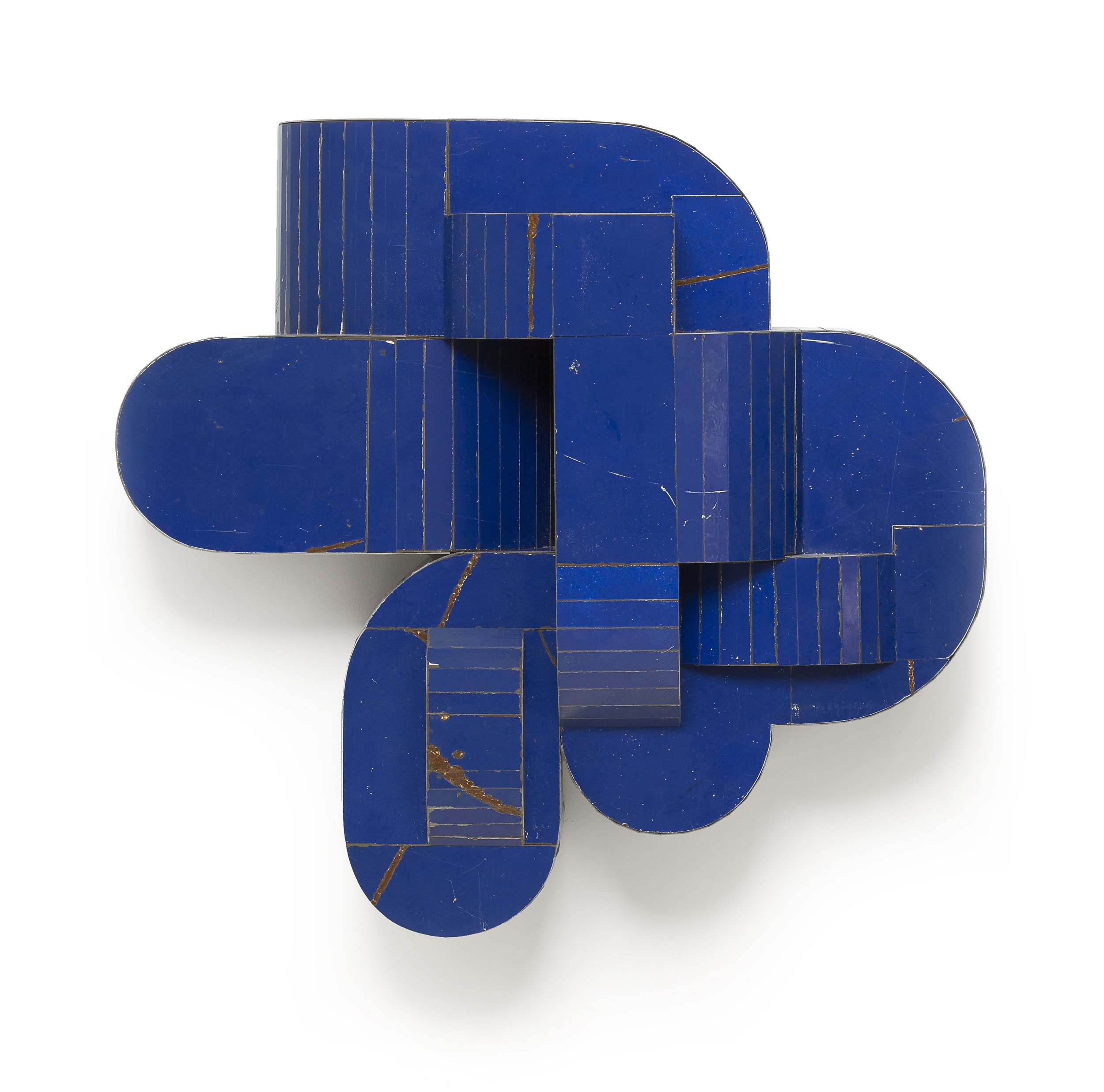 Loyal Opposition | 16 1/2 x 18 x 6 1/2 inches / 41.9 x 45.7 x 16.51 cm, salvage steel, marine-grade plywood, silicone, vulcanized rubber, hardware, 2024