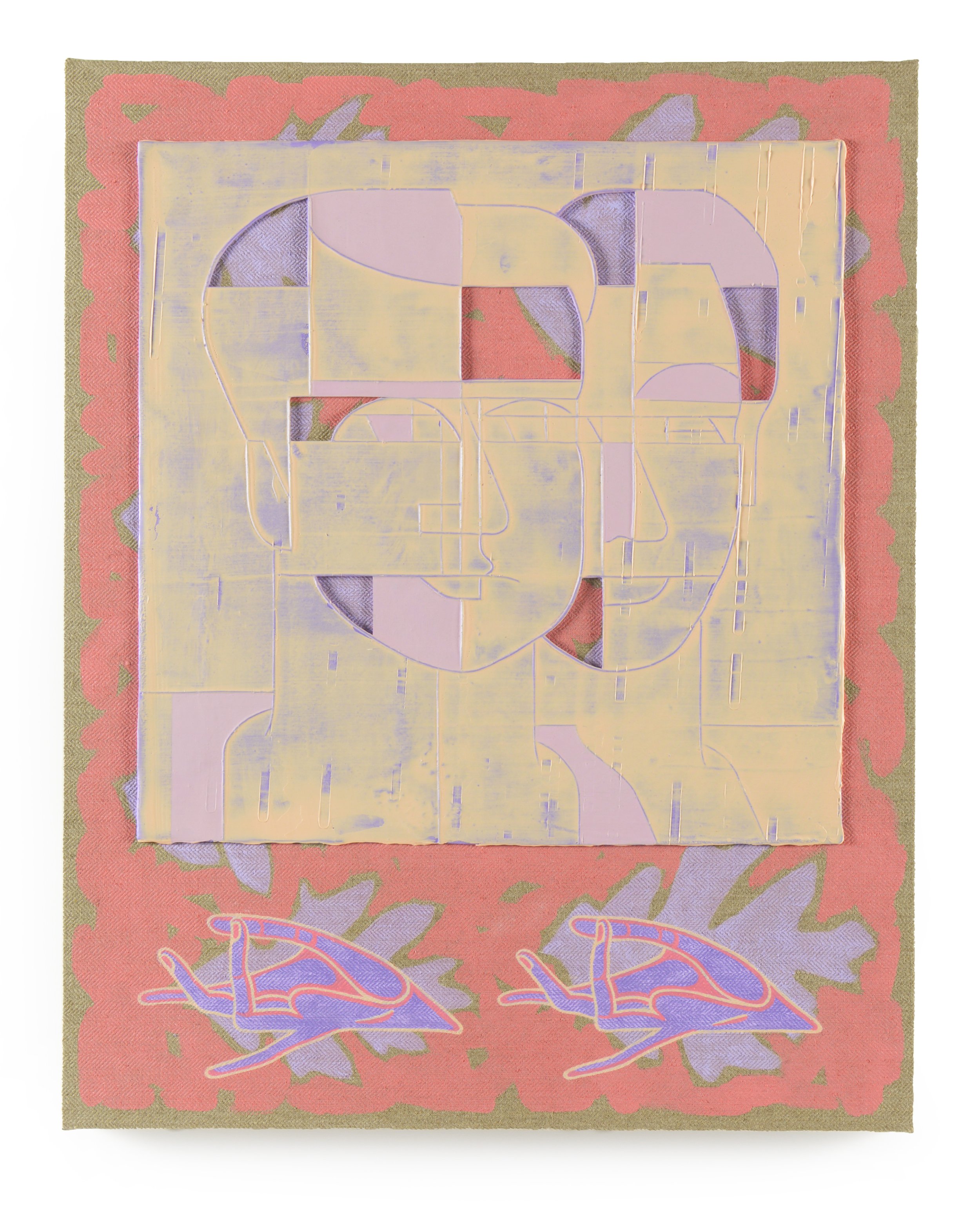 BEIGE LOVERS (WHITE OAK) | 30 x 24 inches / 76.2 x 61 cm, cast acrylic mounted, acrylic on linen canvas on panel, 2024