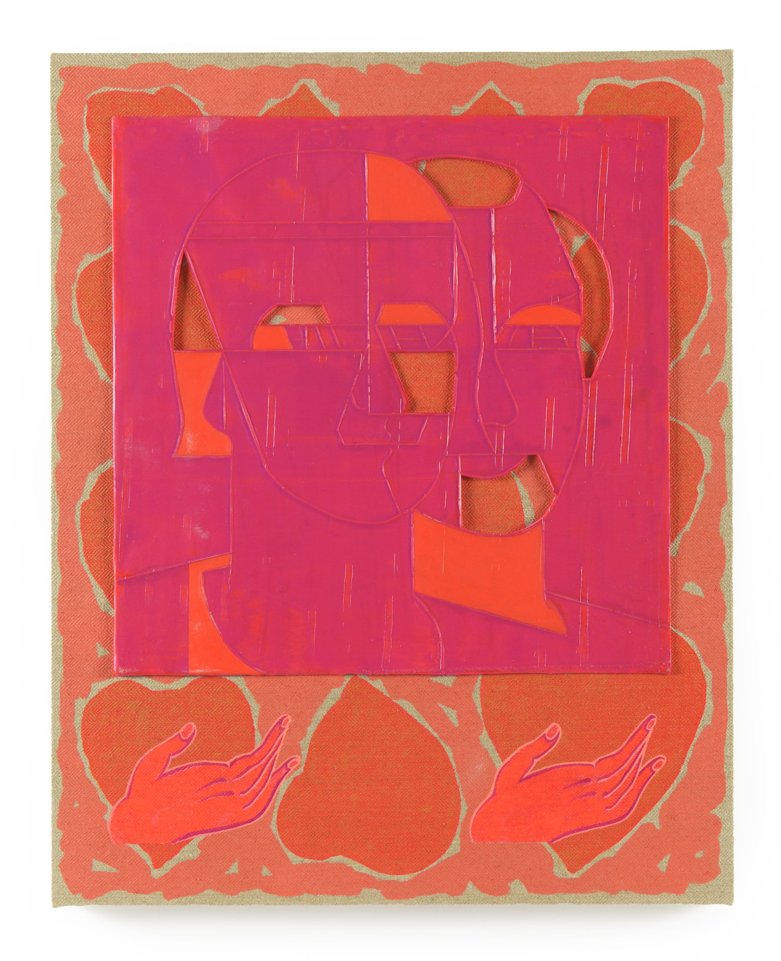 ORANGE LOVERS (CATALPA) | 30 x 24 inches / 76.2 x 61 cm, cast acrylic mounted, acrylic on linen canvas on panel, 2024