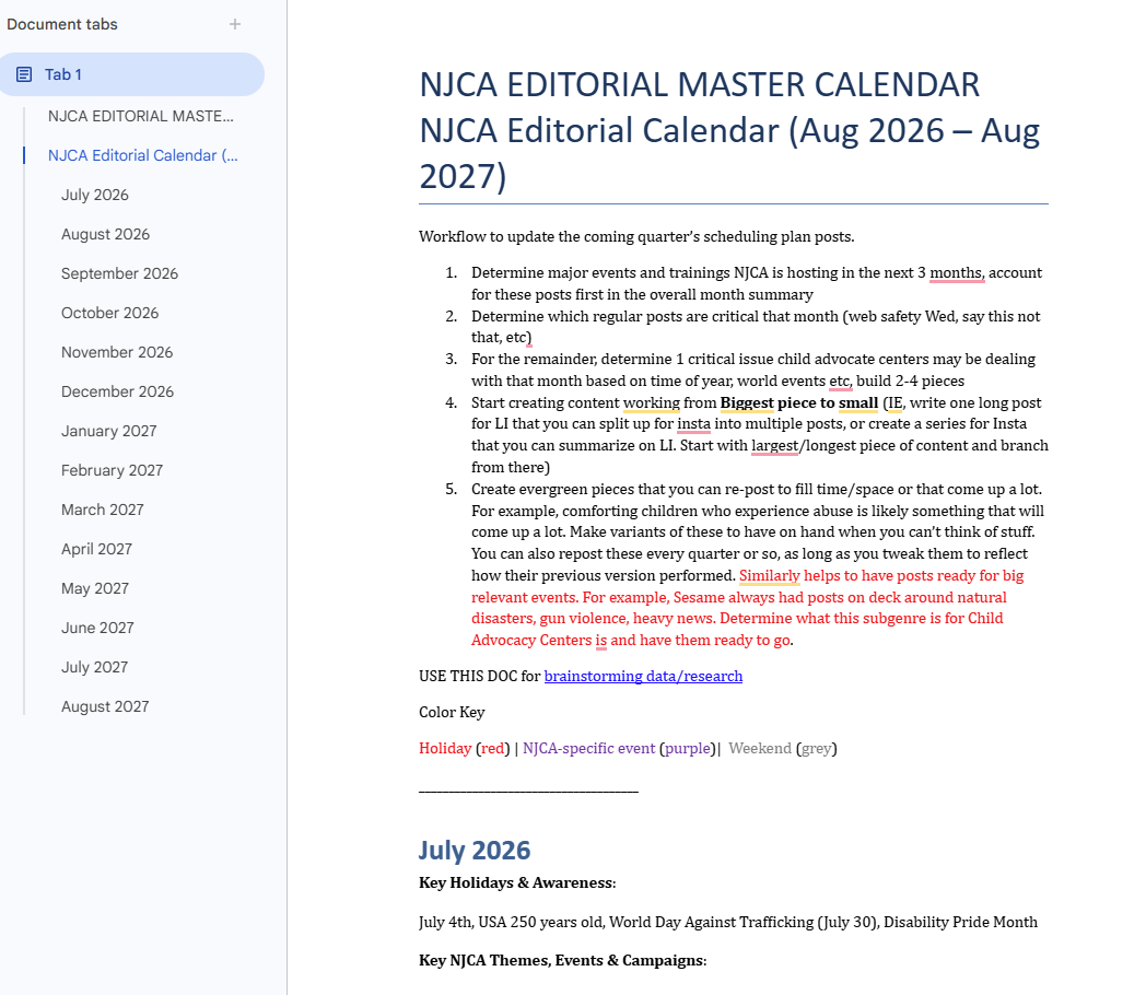 Screenshot of Editorial Master Cal