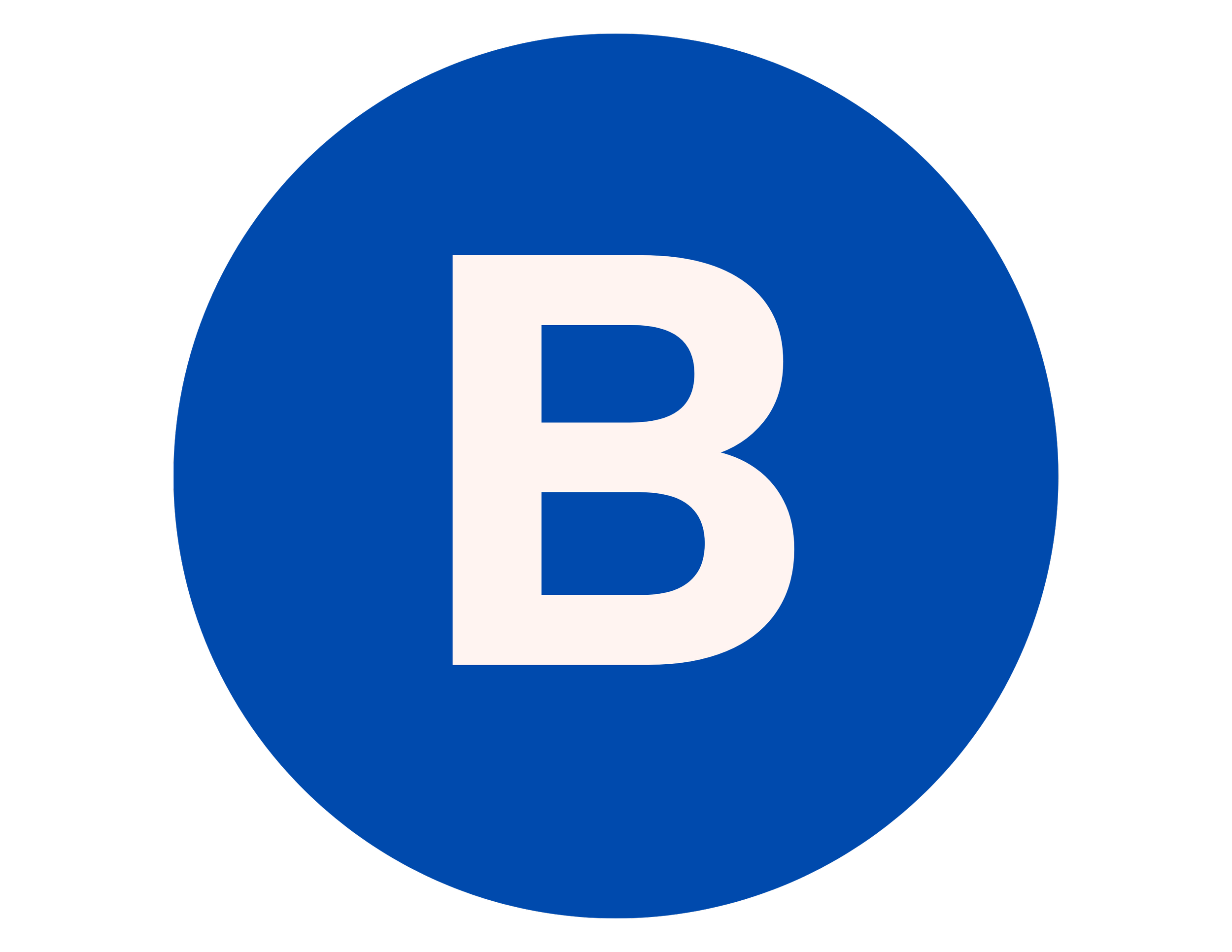 White letter B in a blue circle