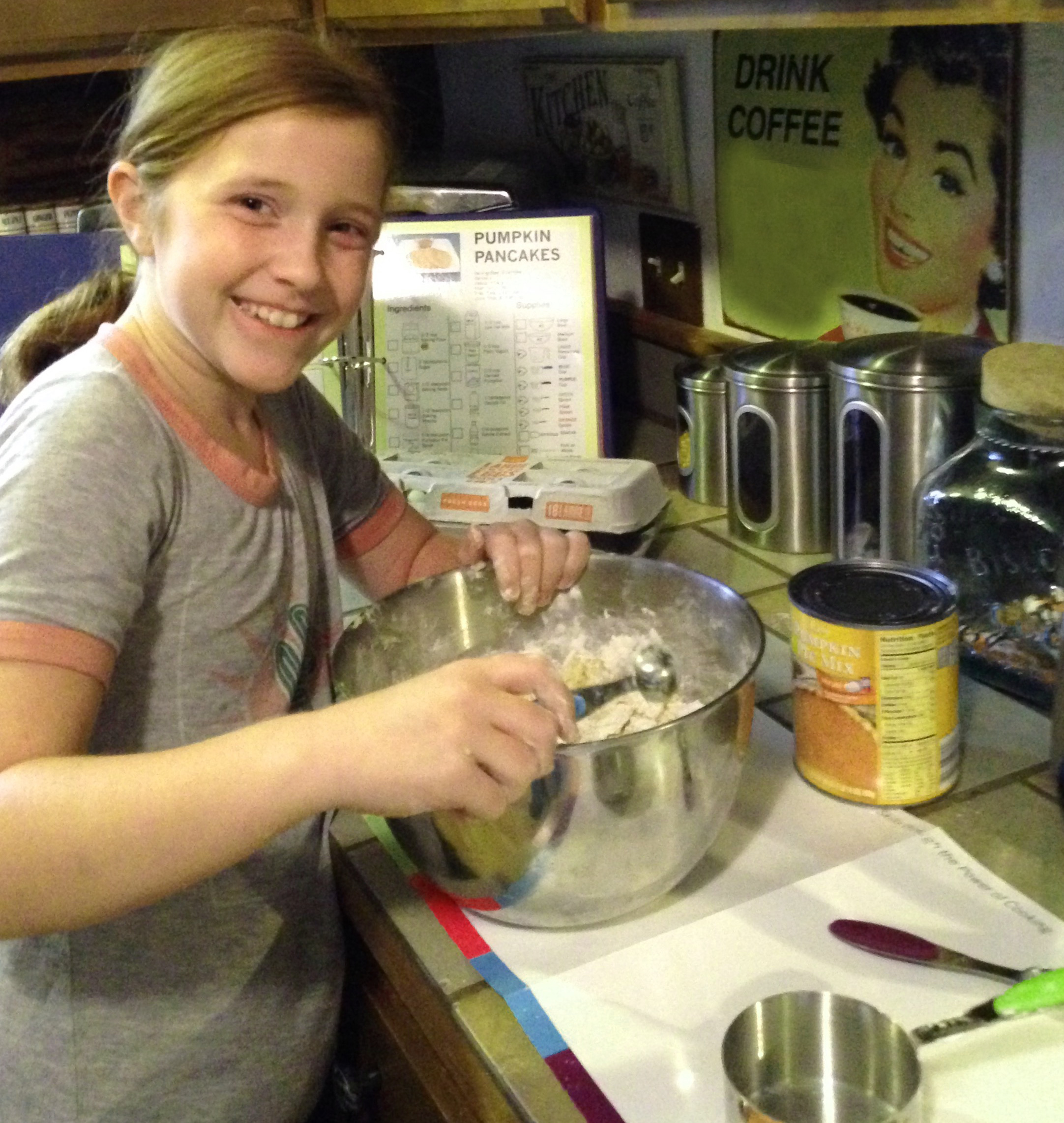 Mixing up Banana Nut Muffins