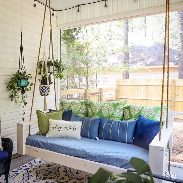 Thank you @owen.nix 🥰 Now my porch goals have been achieved 🙌🏻💙✨
.
.
.
.
.
.
.
.
.
.
#idreamithebuildsit #besthusbandever #porch #porchdecor #porchbedswing #porchlife #porchingit #porchswing #porchgoals #bedswing #southernliving #mysouthernliving