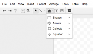 Your options for creating drawings in Google Drive.