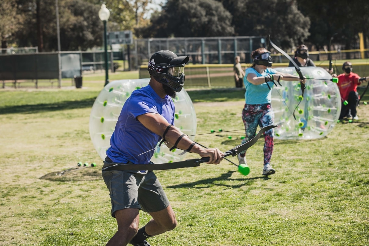 Archery Tag Rental | Archer Running To the Opponent's Side | AirballingLA.jpg