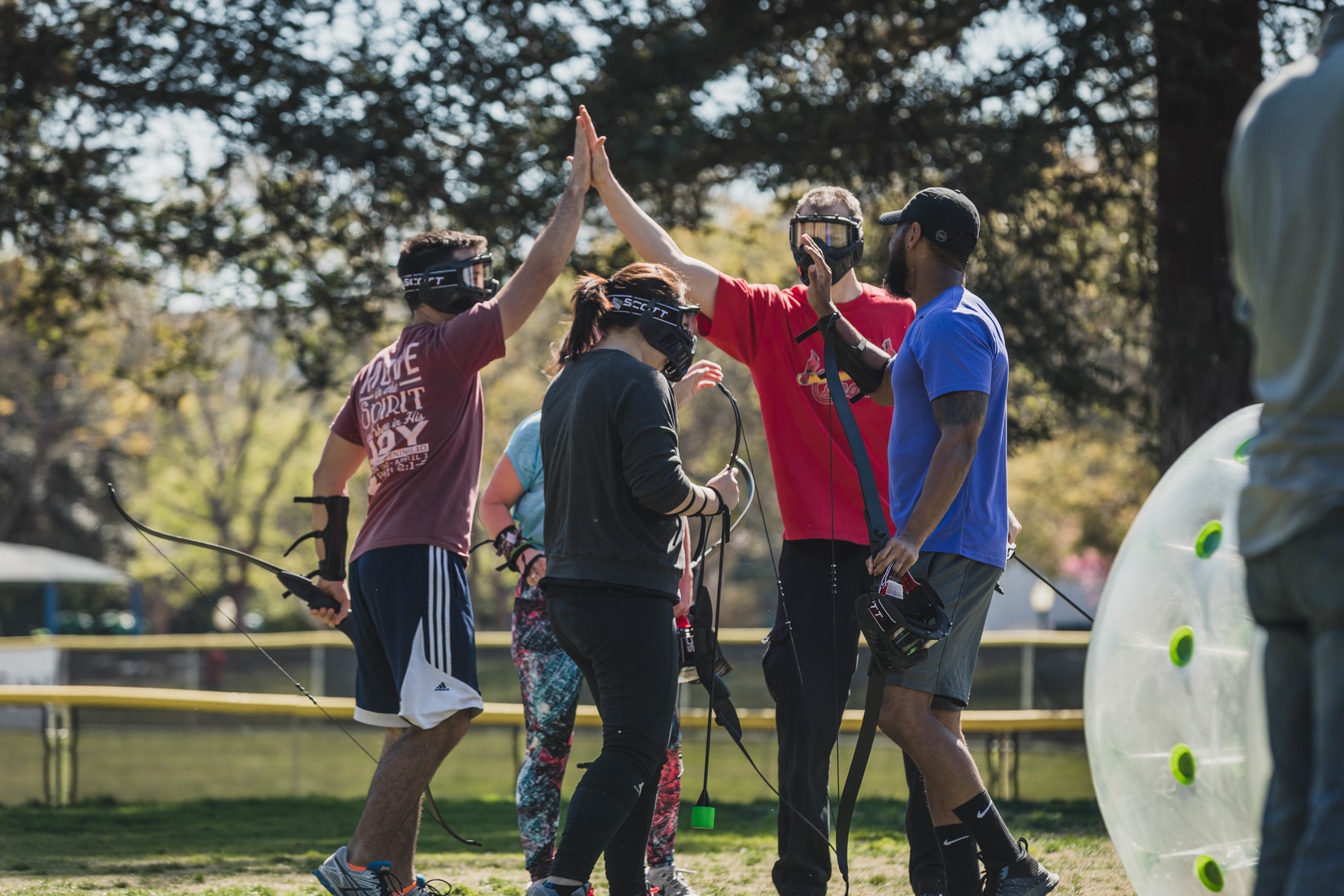 Winner's High Five after a Round of Archery Tag .jpg