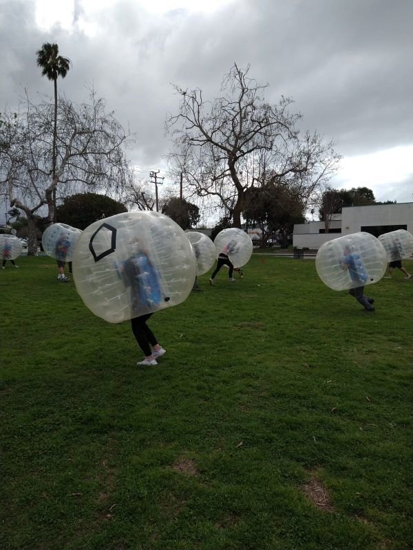 02.04.23 Adult bubble soccer securing their VIP!